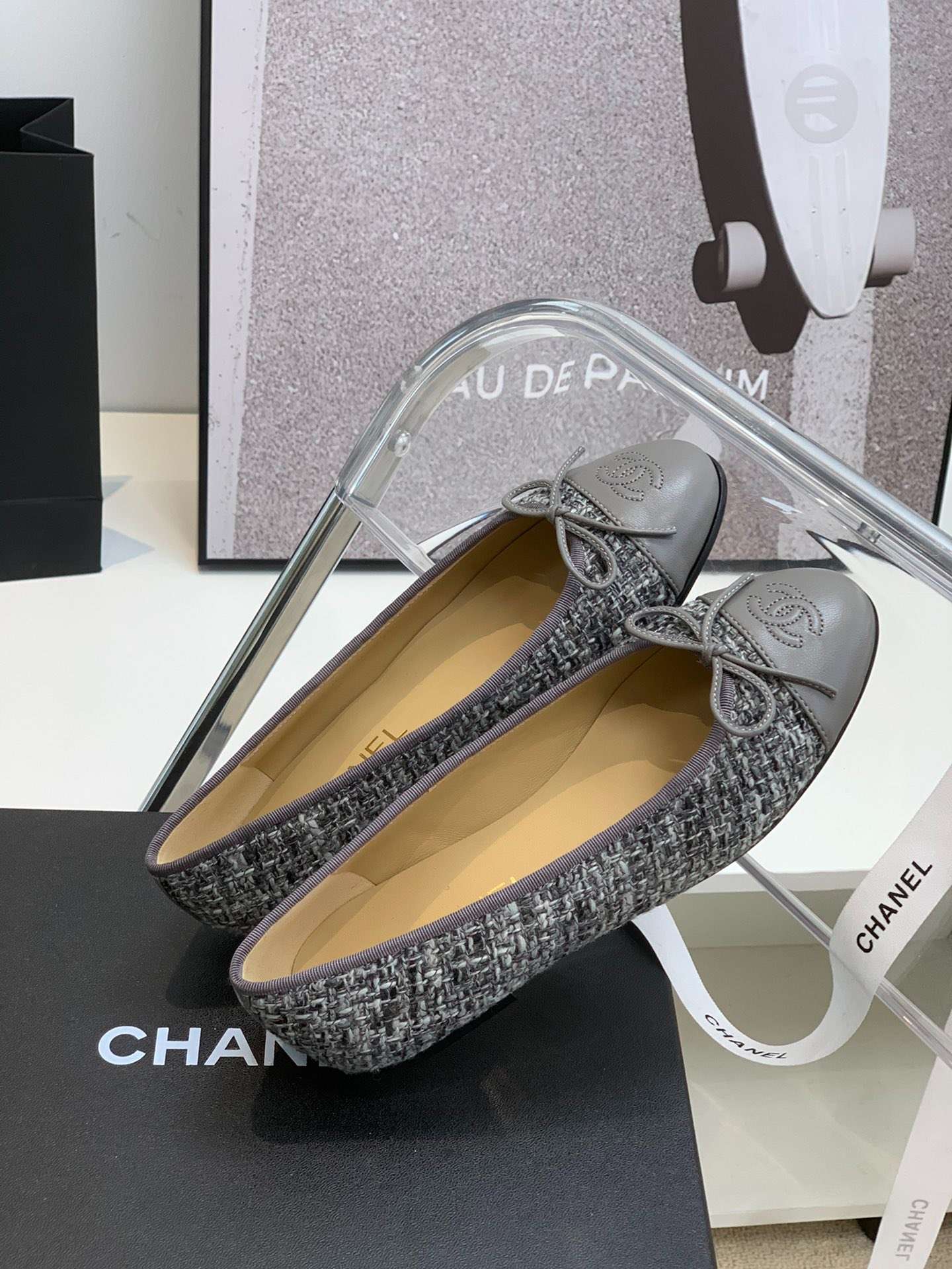 Ch**el Ballet Flats Grey For Women