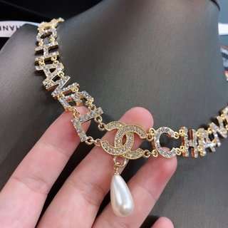 Ch**el CC Crystal Pearl Drop Earrings Gold For Women