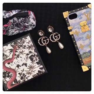 Gvc*1 Square Double Pearl Earrings Gold For Women