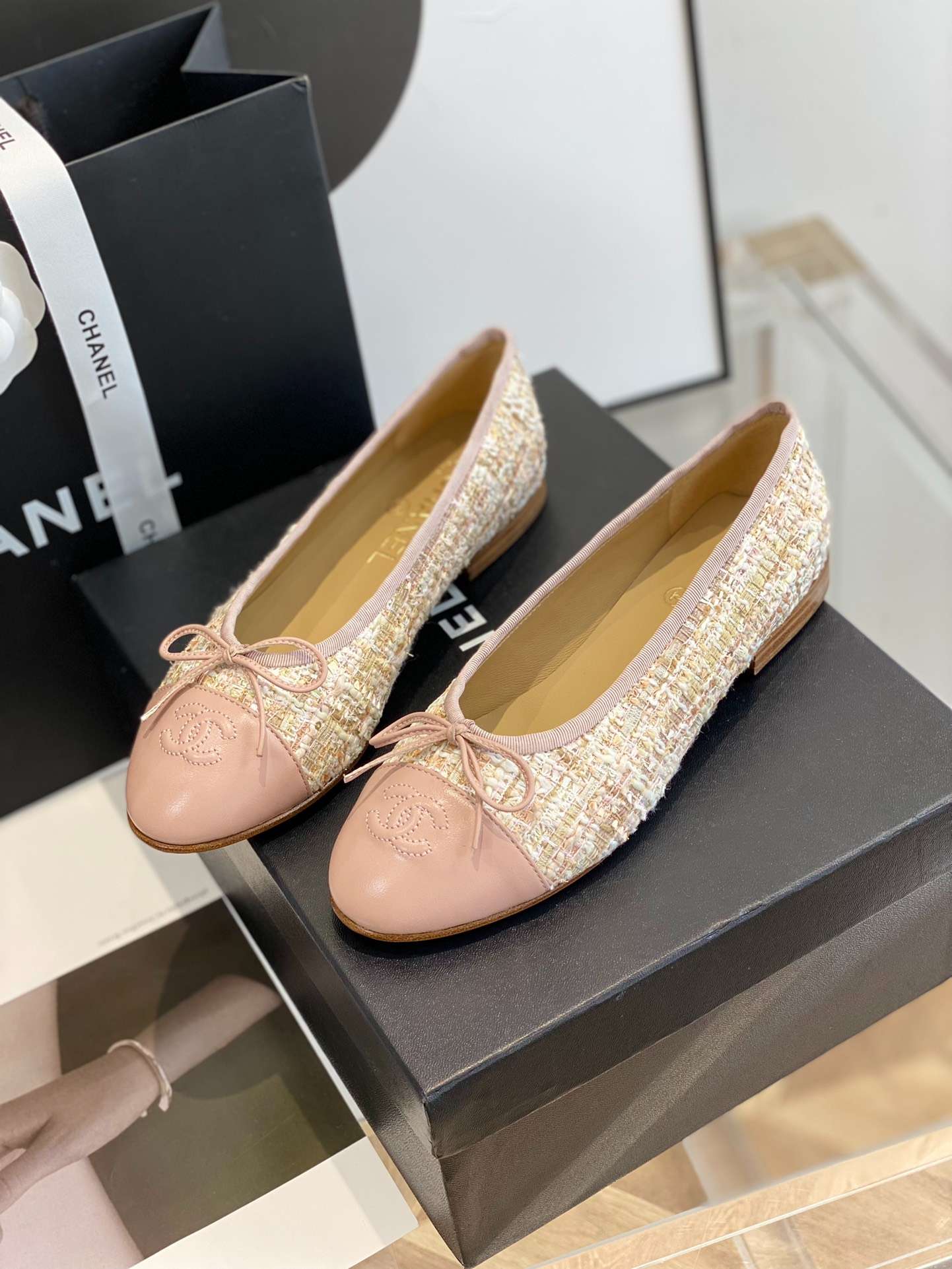 Ch**el Ballet Flats Beige For Women