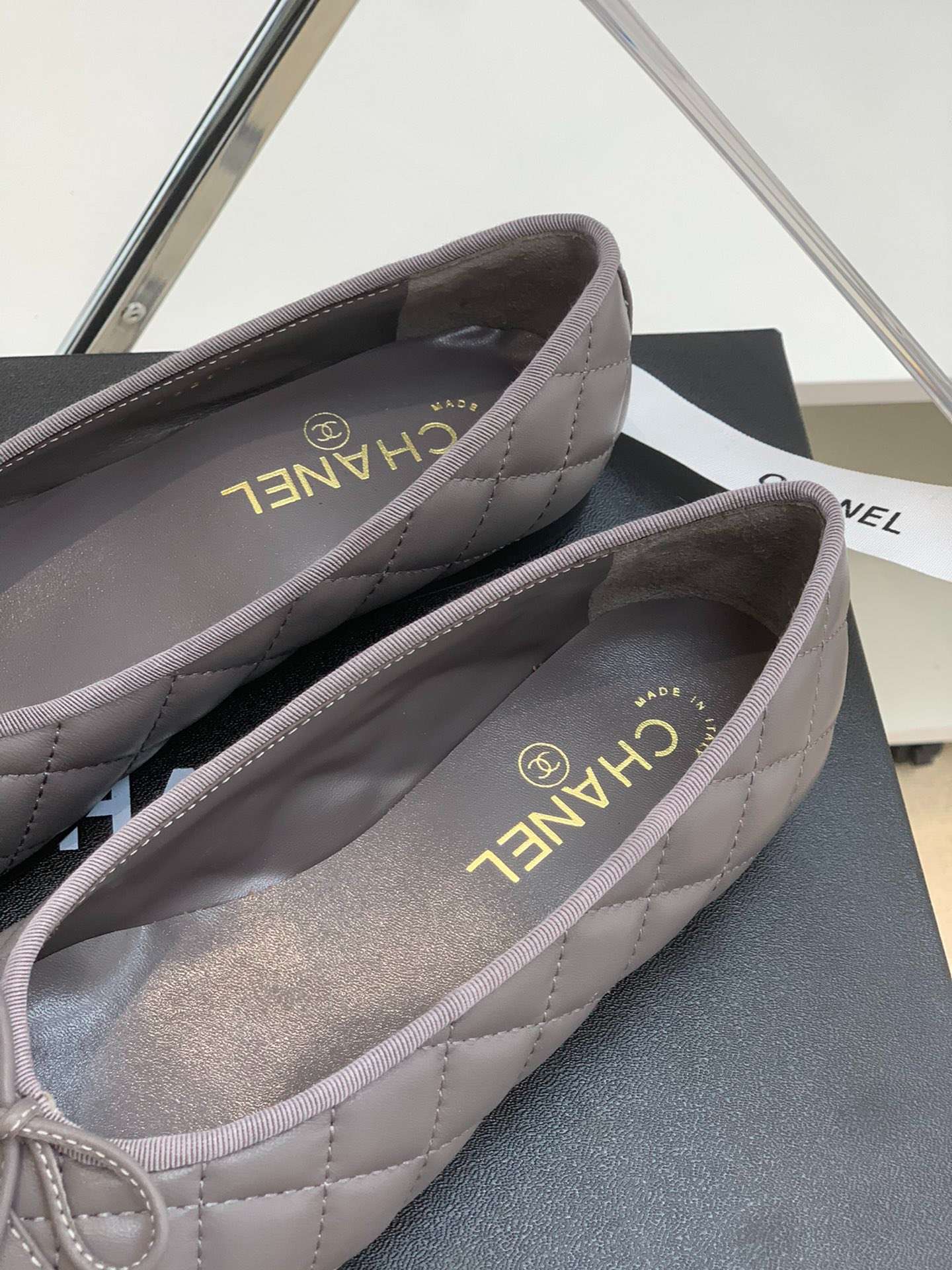 Ch**el Ballet Flats Grey For Women