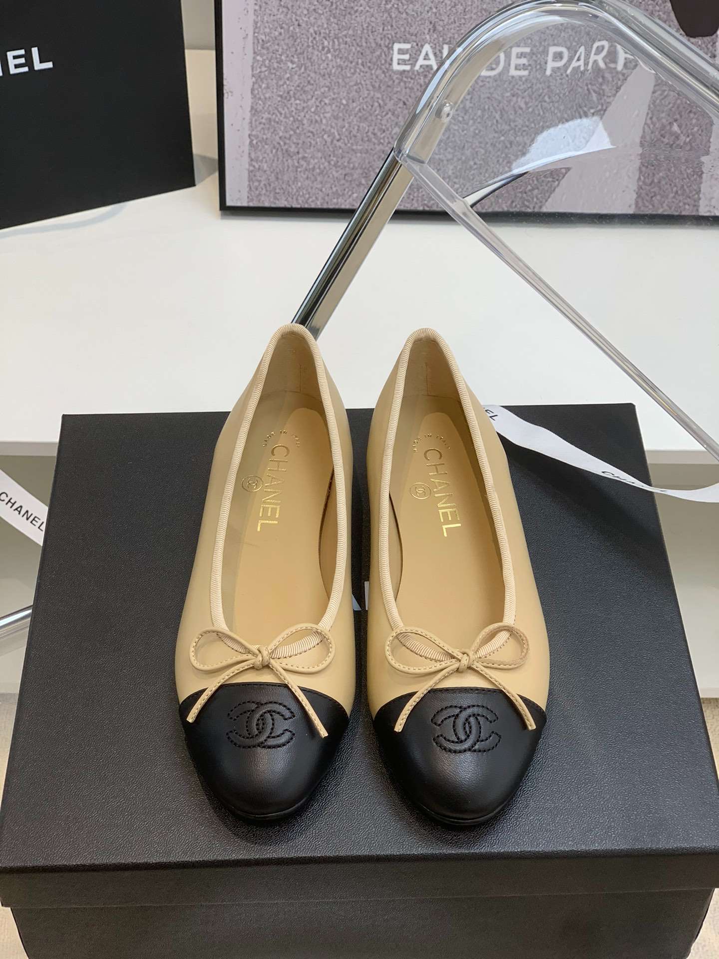 Ch**el Ballet Flats Beige For Women