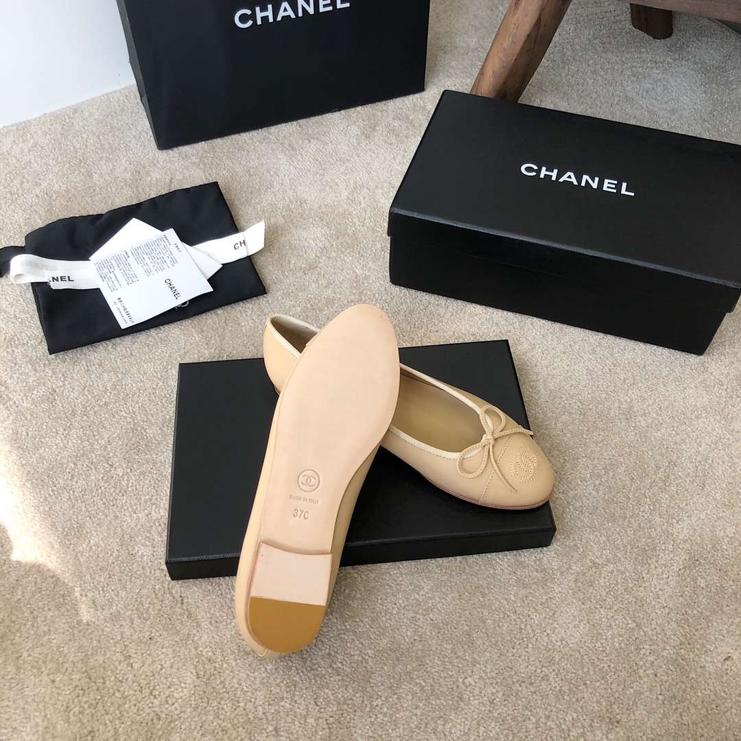 Ch**el Ballet Flats Beige For Women