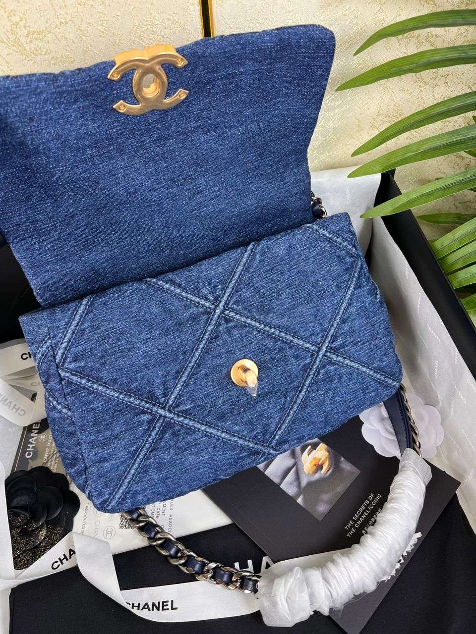 Ch**el 19 Handbag Denim Blue For Women 10.1in/26cm AS1160 B02876 N6832