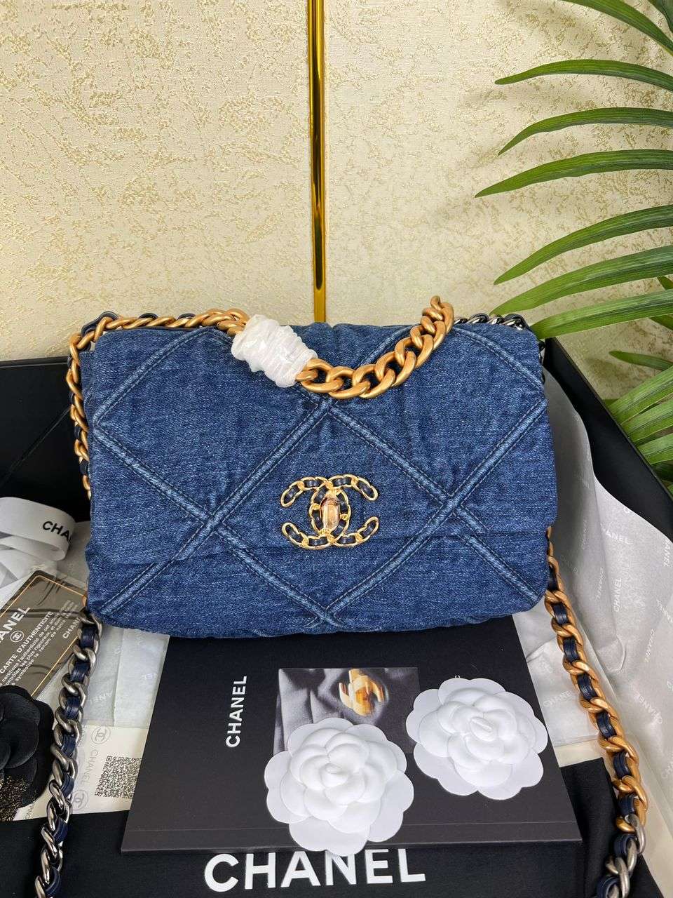 Ch**el 19 Handbag Denim Blue For Women 10.1in/26cm AS1160 B02876 N6832