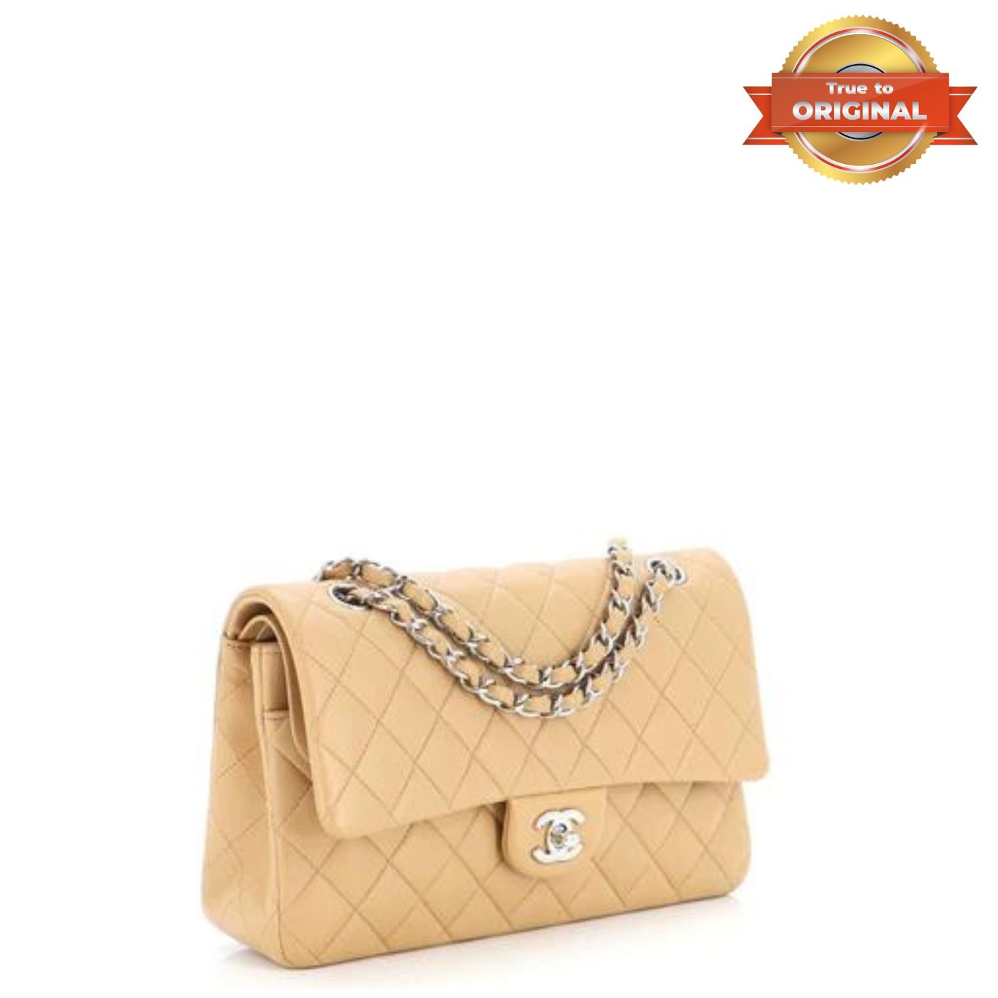 [True-to-ORIGINAL] Ch**el Classic Flap Bag Beige For Women 10.2in/26cm A01112