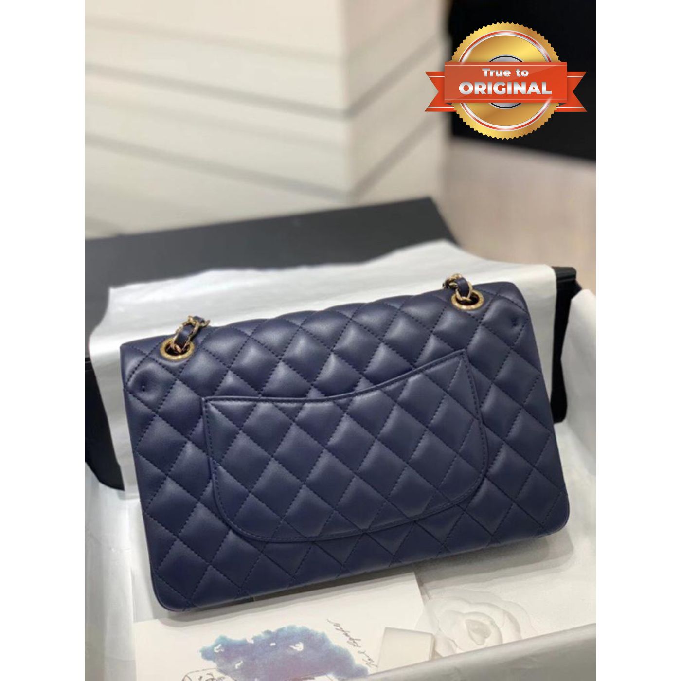[True-to-ORIGINAL] Ch**el 11.12 Classic Handbag Dark Blue For Women 10in/25.5cm A01113