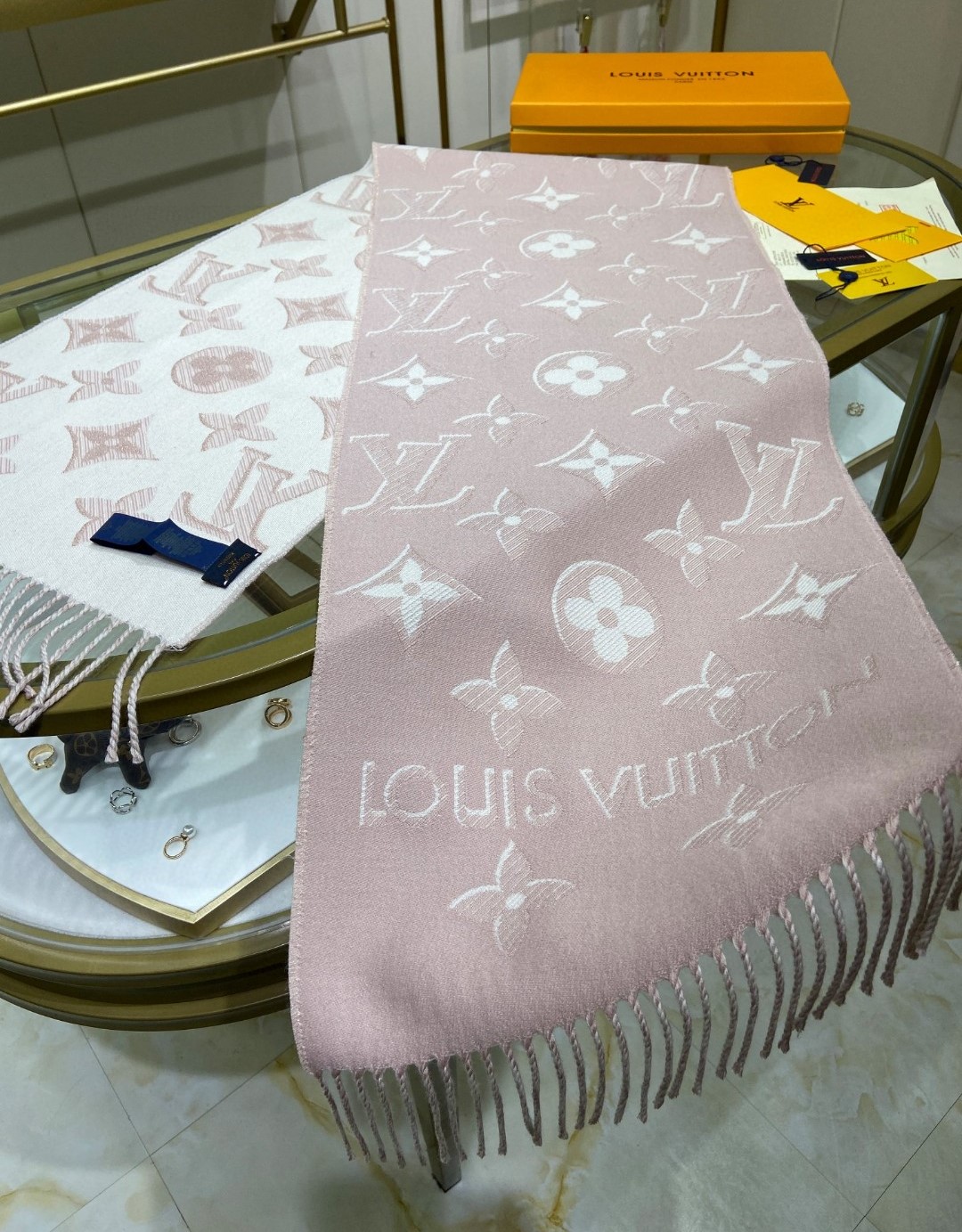 L0vis Vvtt0n Double Sided Long Scarf Pink For Women