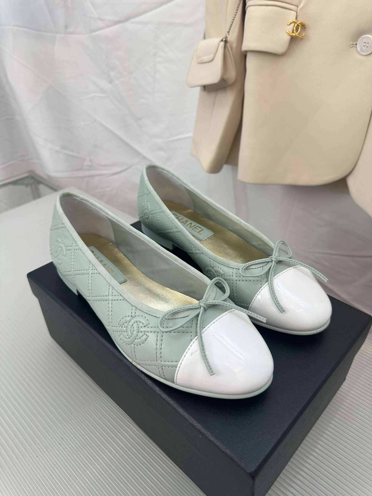 Ch**el Ballerina Logo Ballet Blue For Women