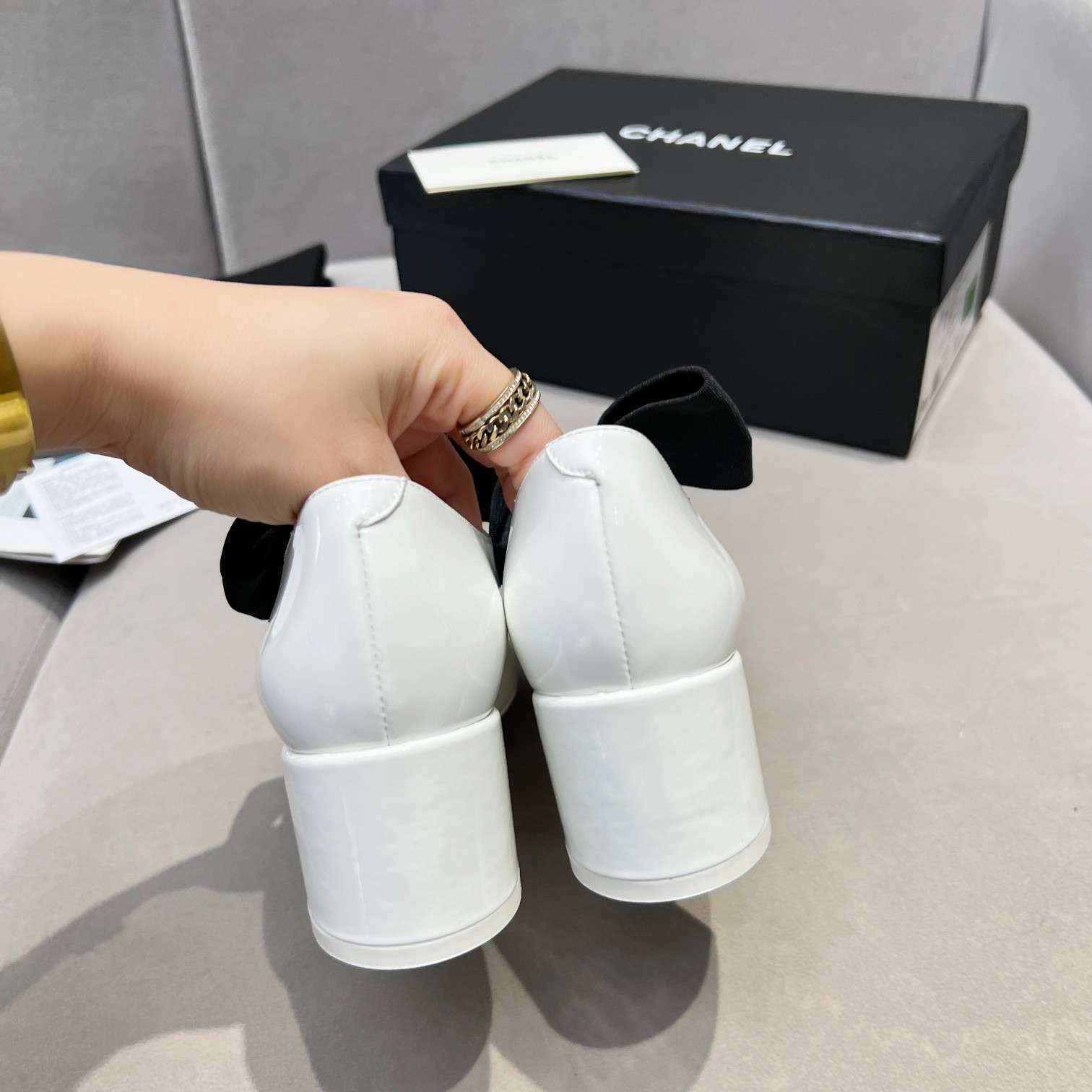 Ch**el Bow Mary Jane White For Women