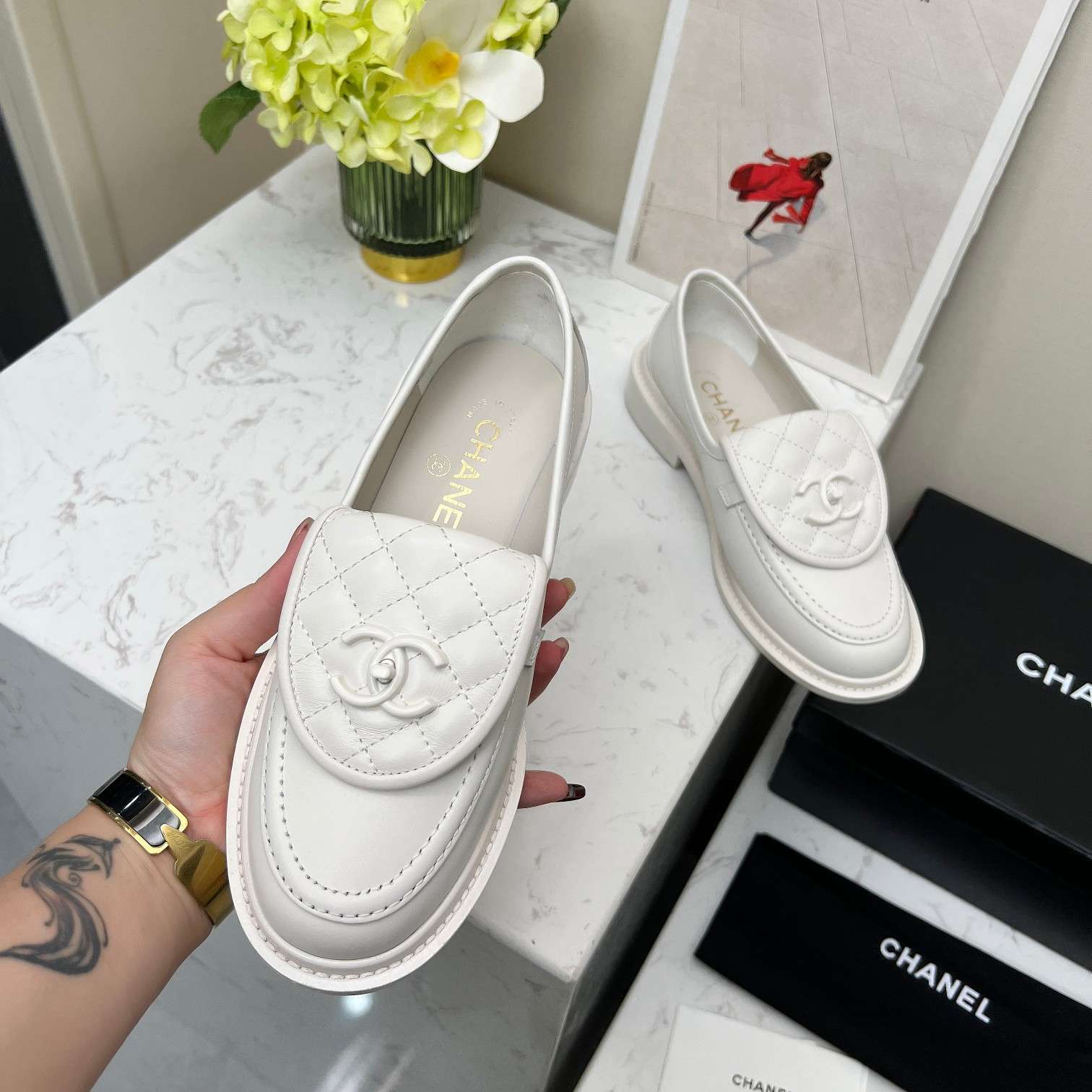 Ch**el Moccasins White For Women