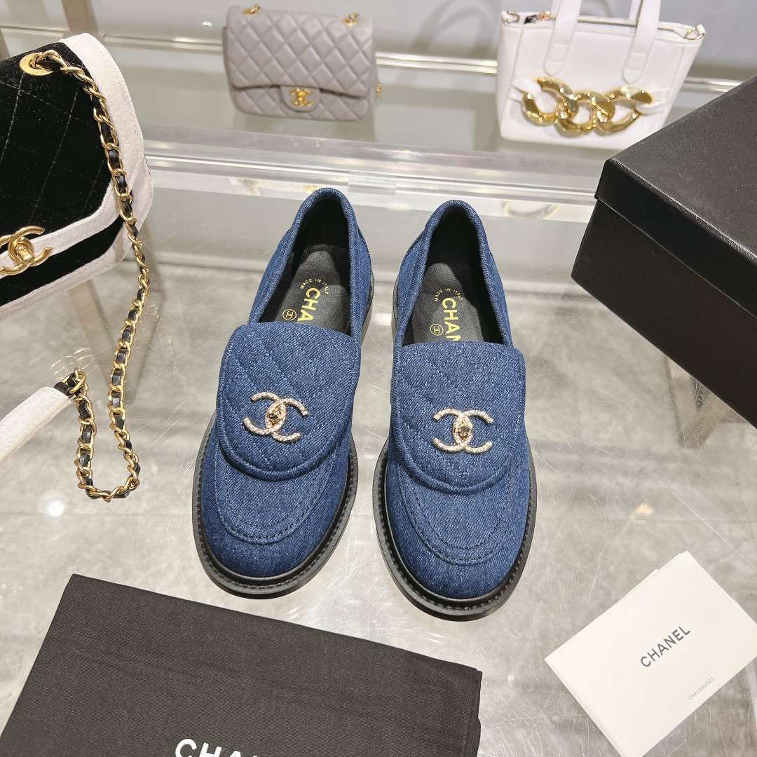 Ch**el Moccasins Navy Blue For Women