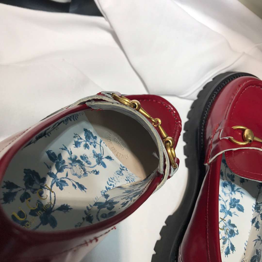 Gvc*1 Lug Sole Horsebit Accent Loafers Burgundy For Women