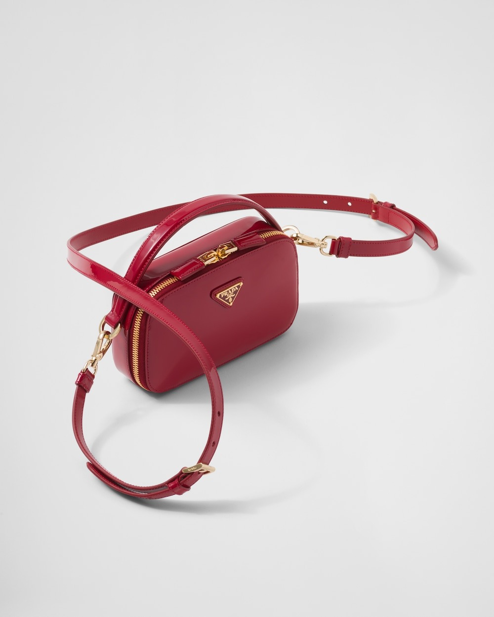 Pra*a Odette Patent Leather Mini-Bag Cherry Red For Women 1BH206_069_F0E06_V_OVM – 6.8 Inches / 17.5 Cm