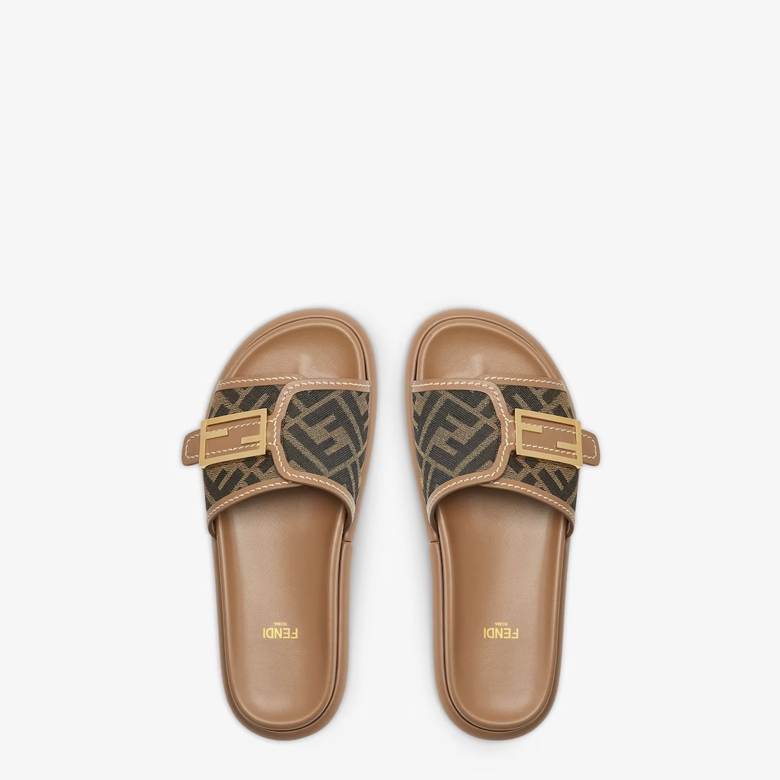 Feel Brown Fabric Slides For Women- 8X8404AJZFF1ICN