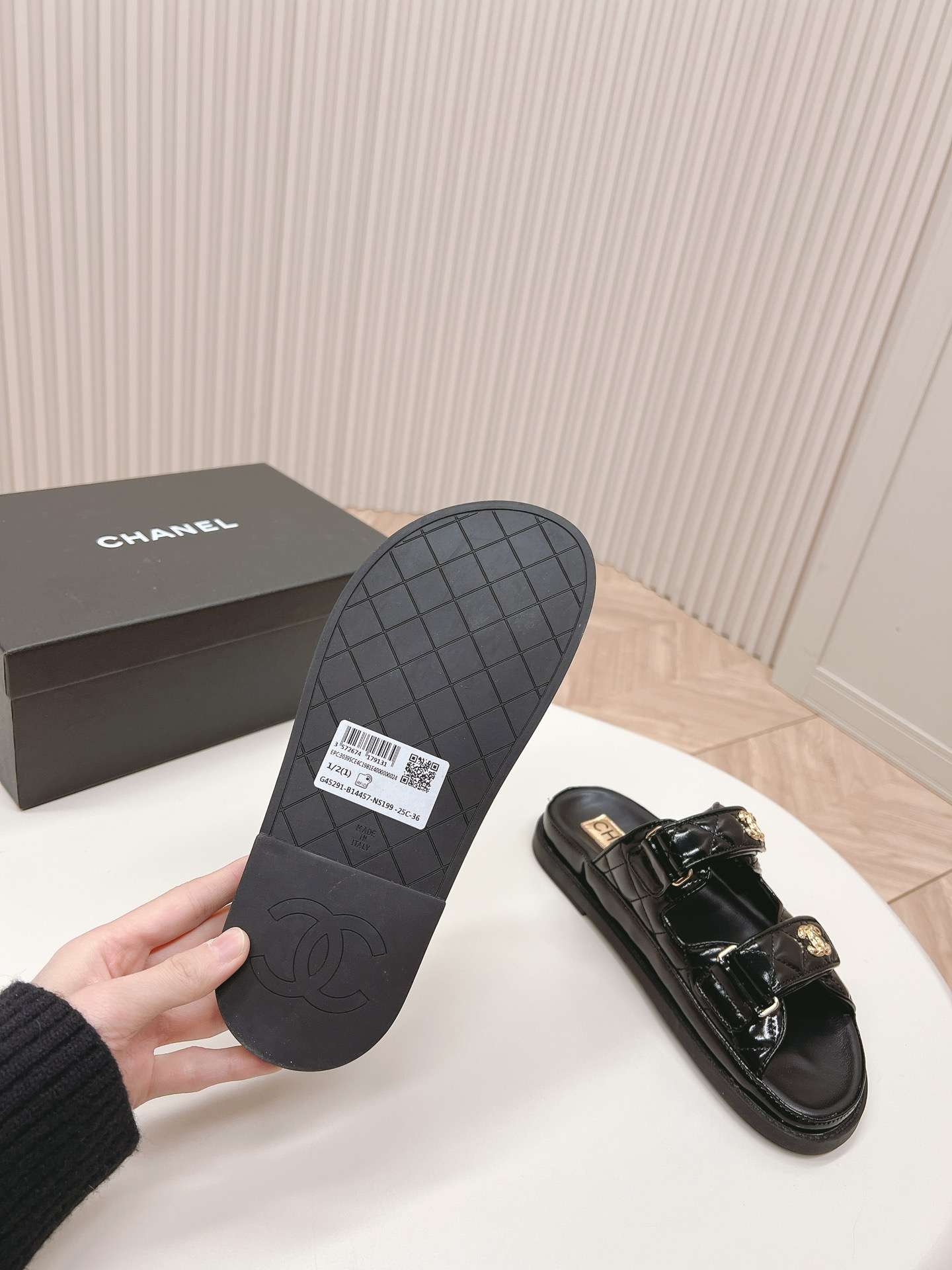 Ch**el Sandals With Ch**el Logo Black For Women