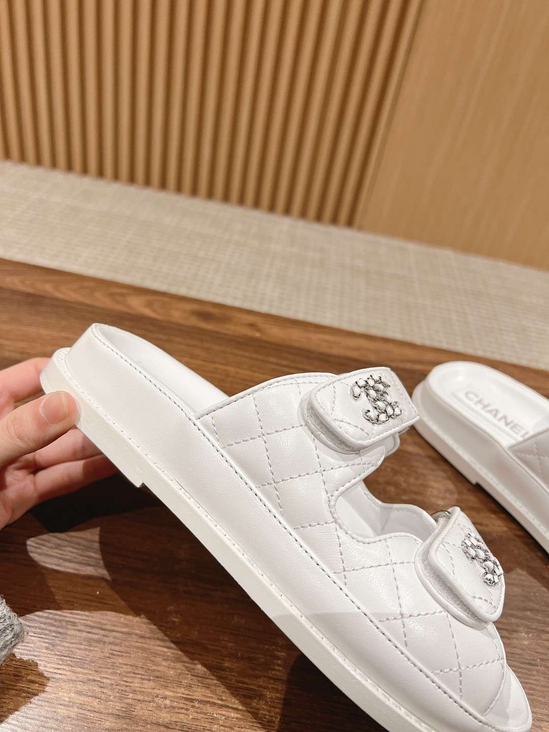 Ch**el Sandals With Ch**el Logo White For Women