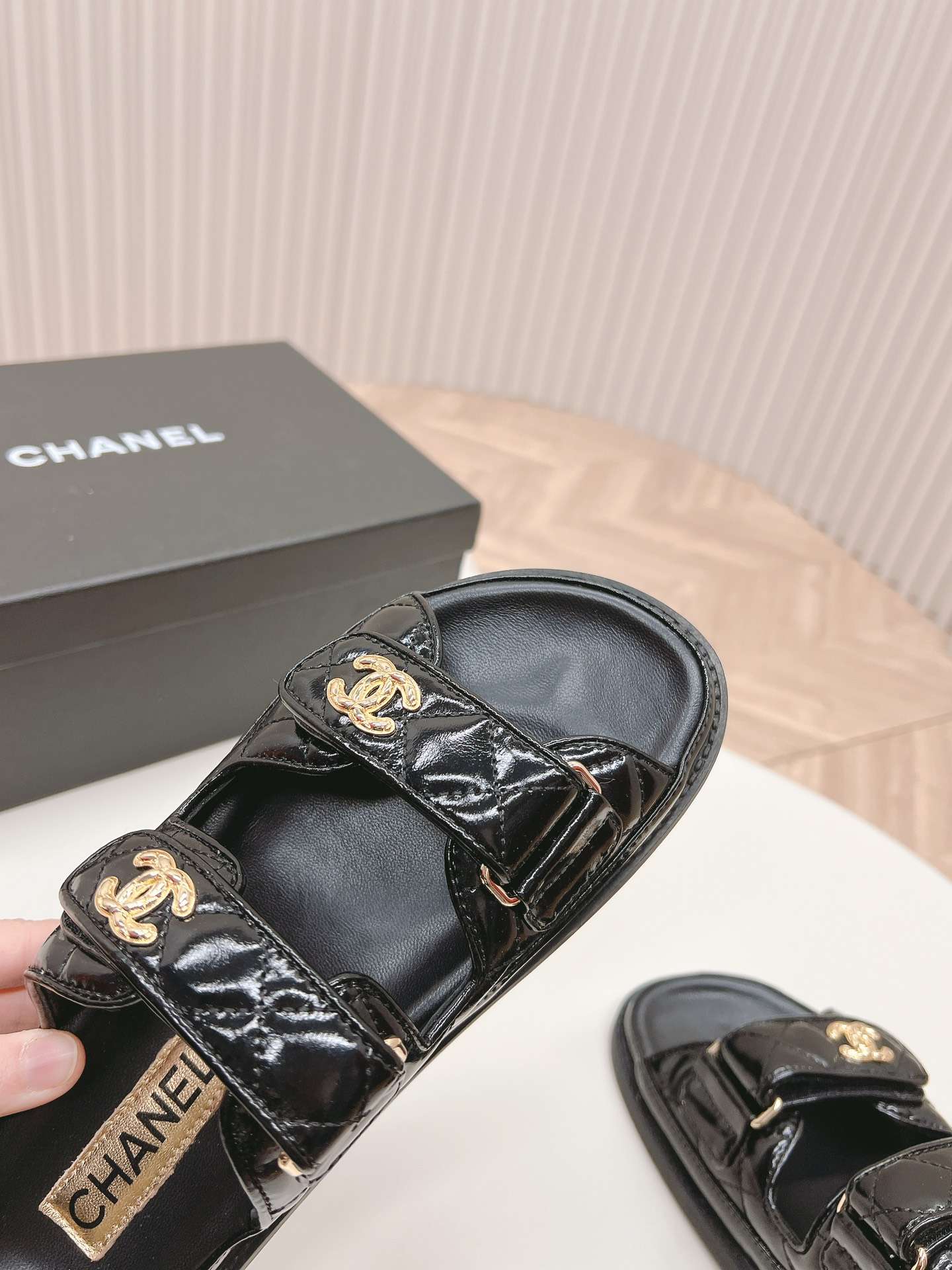Ch**el Sandals With Ch**el Logo Black For Women