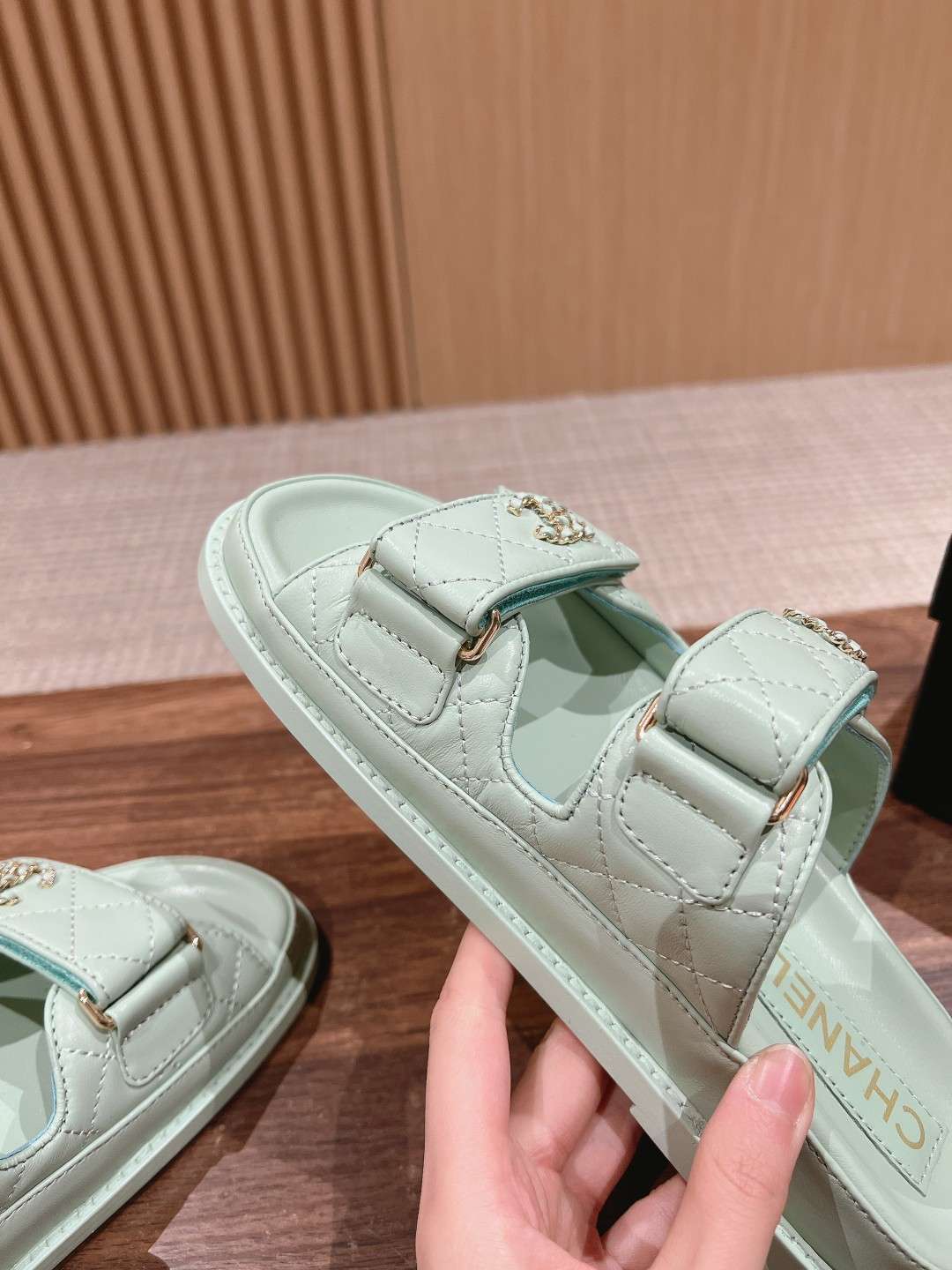 Ch**el Sandals With Ch**el Logo Jade Green For Women