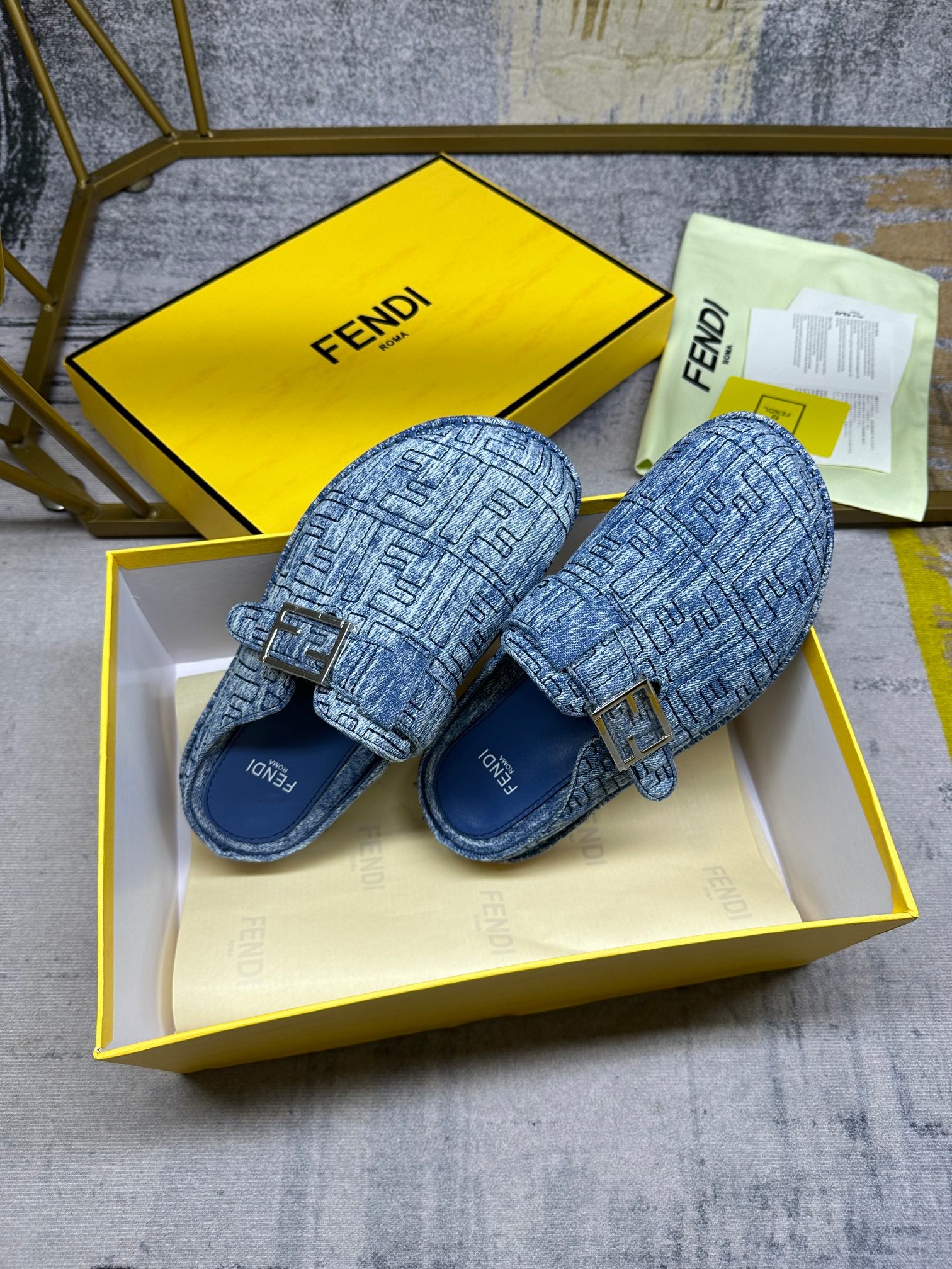 F**di Feel Mules Blue For Men