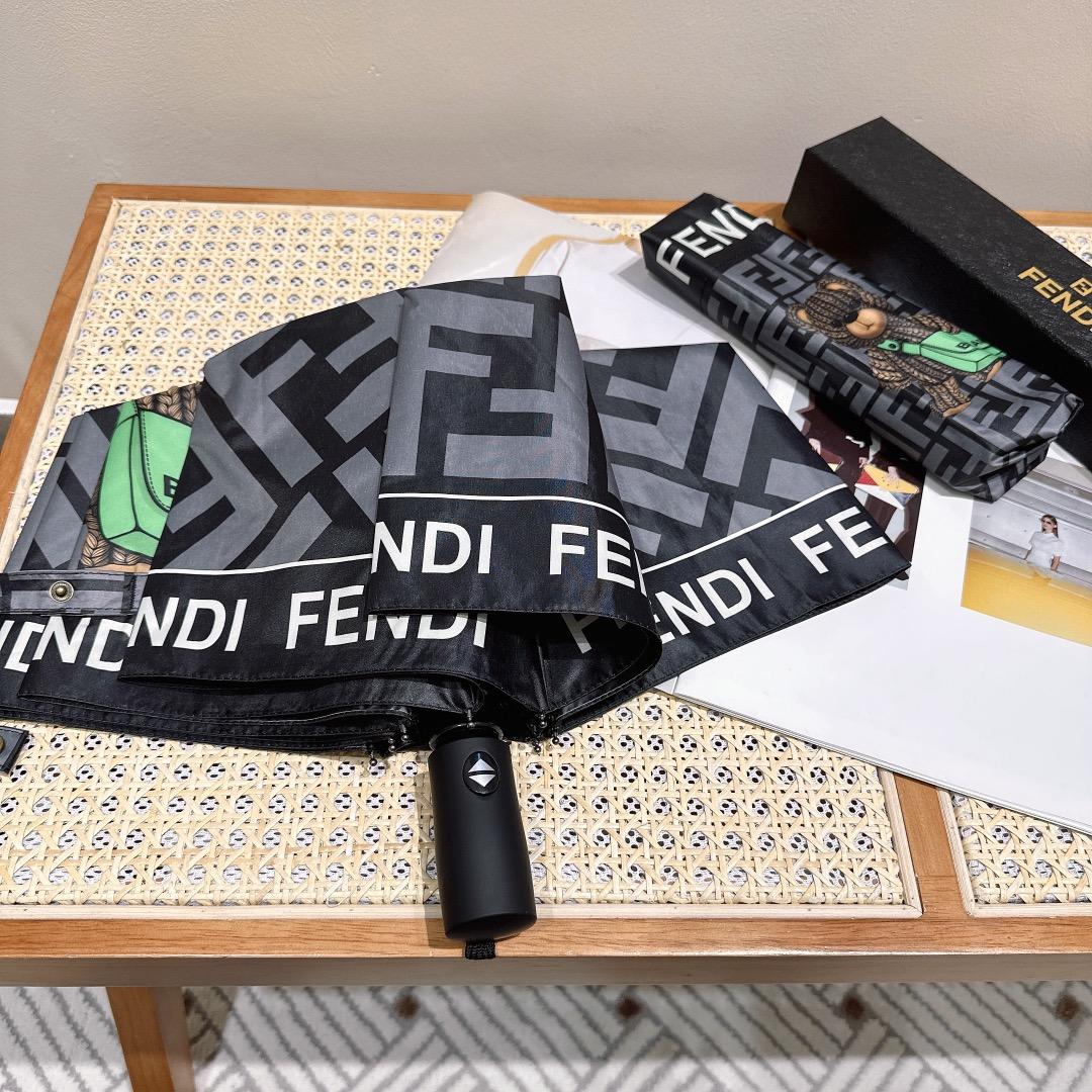 F**di Logo Compact Umbrella Black