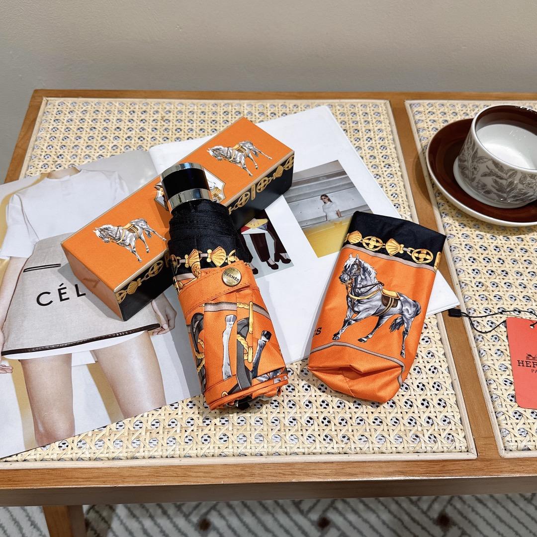 H**me5 Long Umbrella With Horse Motif Orange