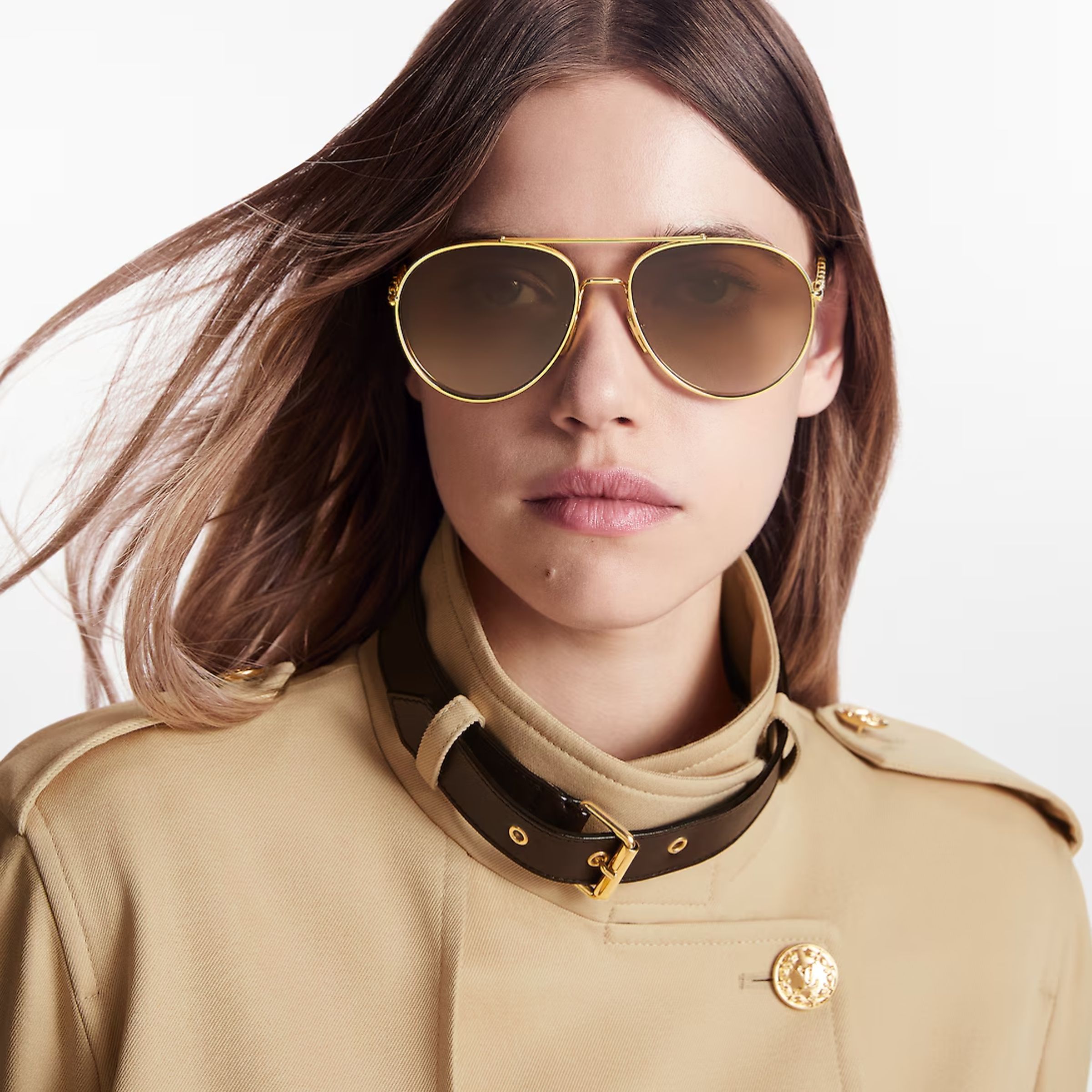 L0vis Vvtt0n My LV Chain Pilot Sunglasses Gold For Women Z1539W
