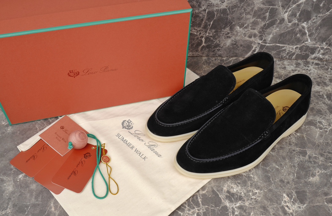 L0r0 P1ana Summer Walk Loafers Black For Men FAE8124