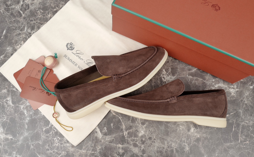 L0r0 P1ana Summer Walk Loafers Dark Brown For Men FAE8124