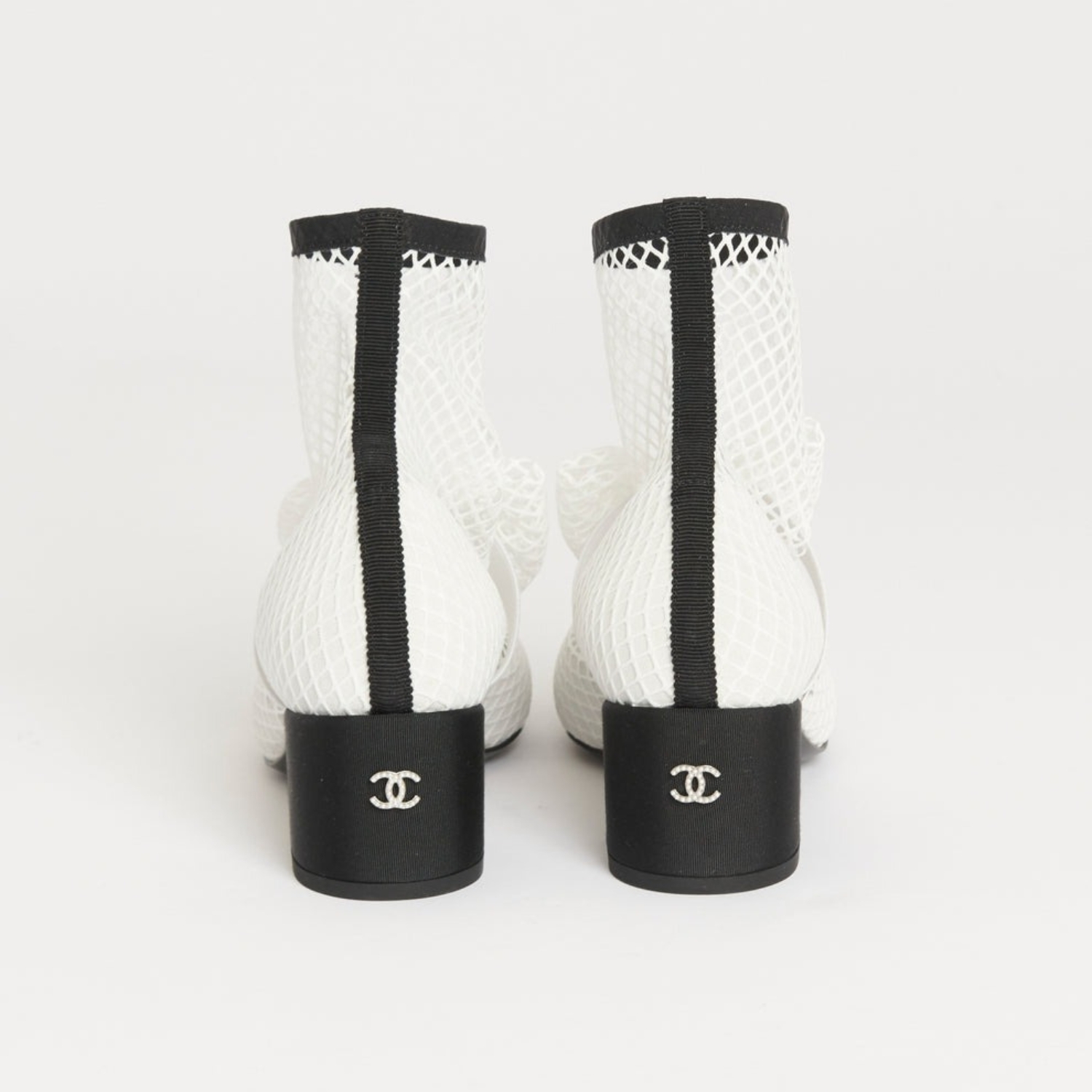 Ch**el Mesh Bow Ankle Boots White For Women G40097 Y56613 K5928