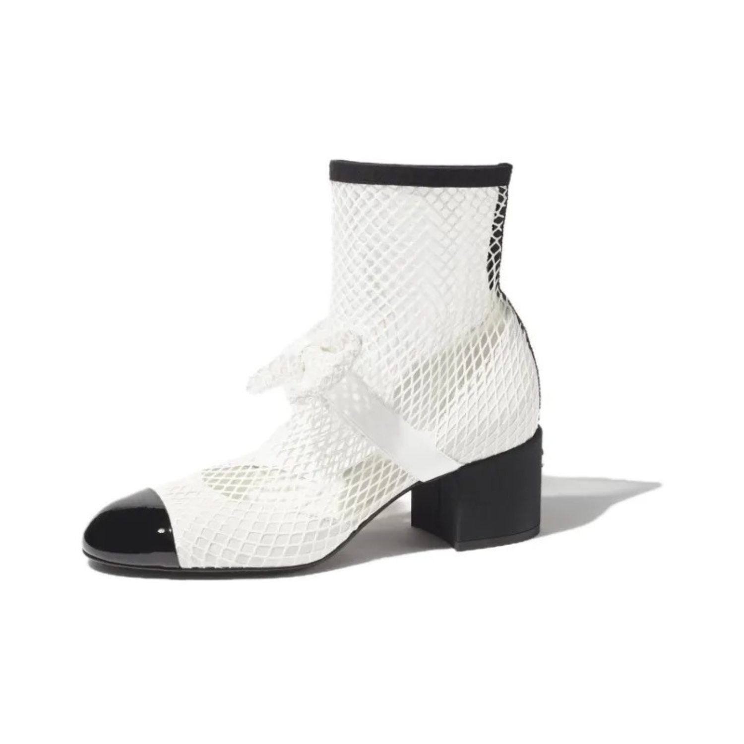 Ch**el Mesh Bow Ankle Boots White For Women G40097 Y56613 K5928