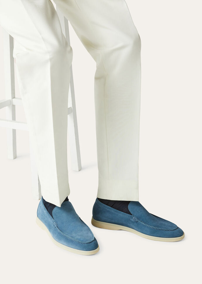 L0r0 P1ana Summer Walk Loafers Blue For Men FAI3276