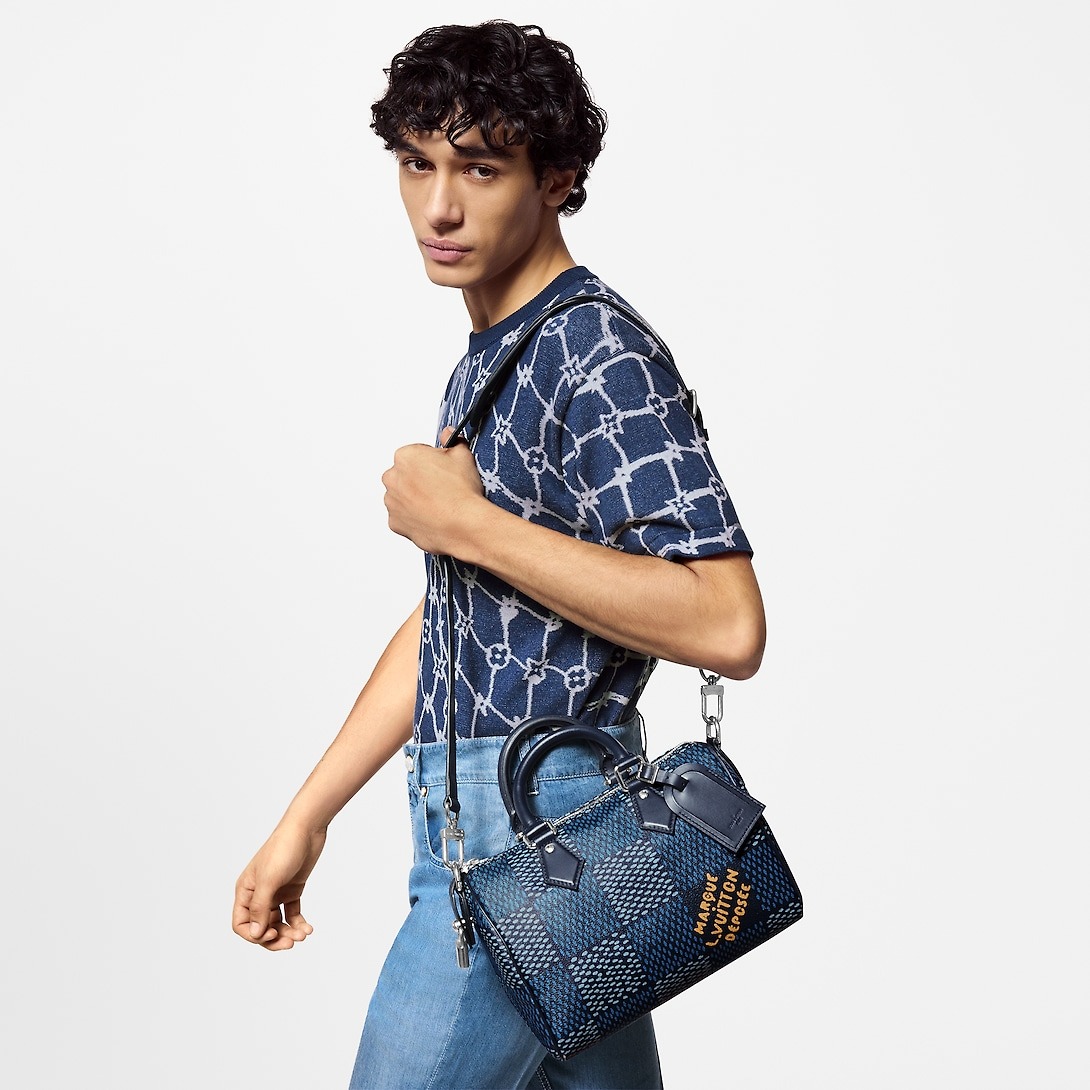 L0vis Vvtt0n Speedy 25 Bandoulière Bag Blue For Men N40691 9.8in/25cm