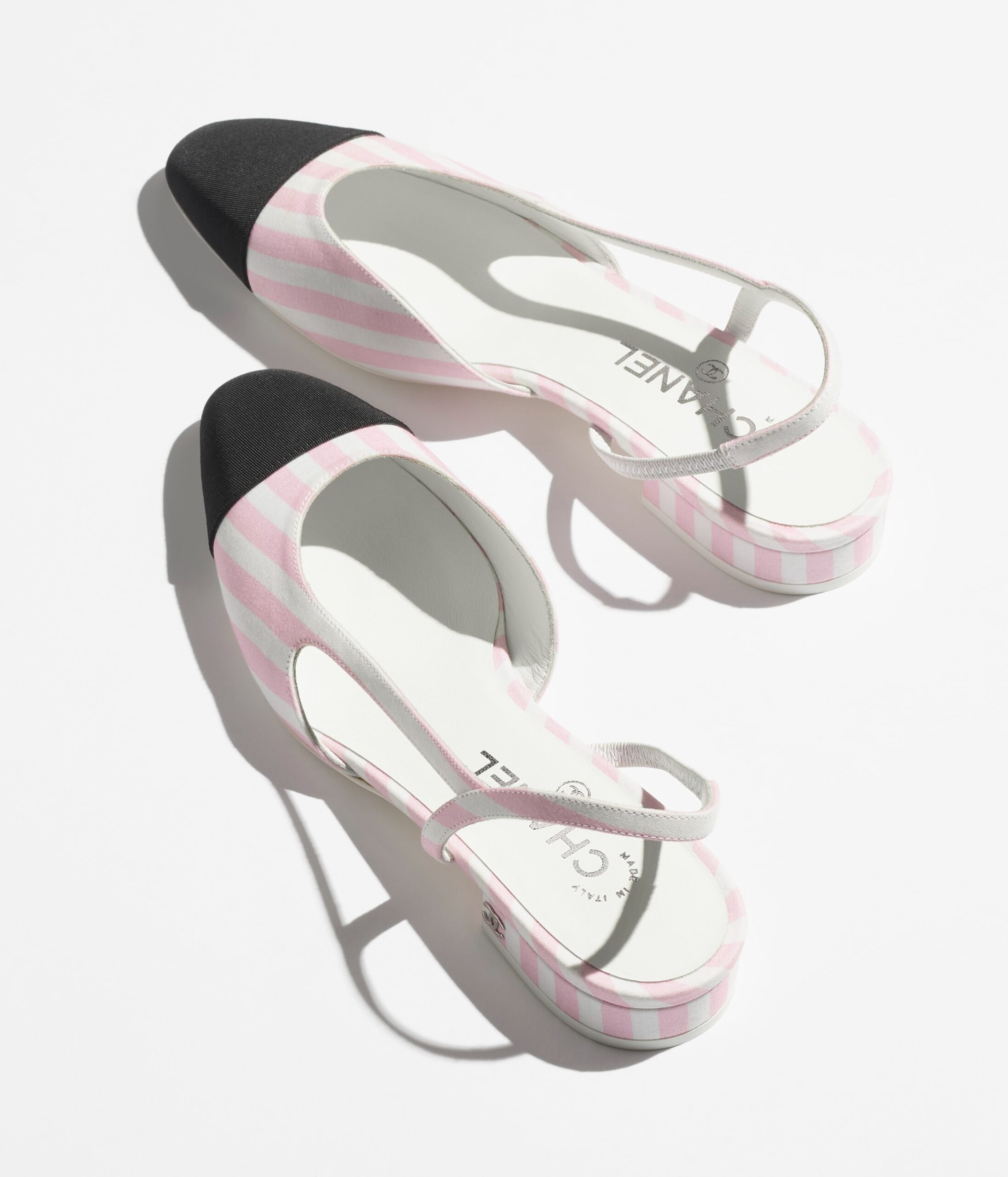 Ch**el Slingbacks Sandals White, Pink And Black For Women G31319 B16024 NW004