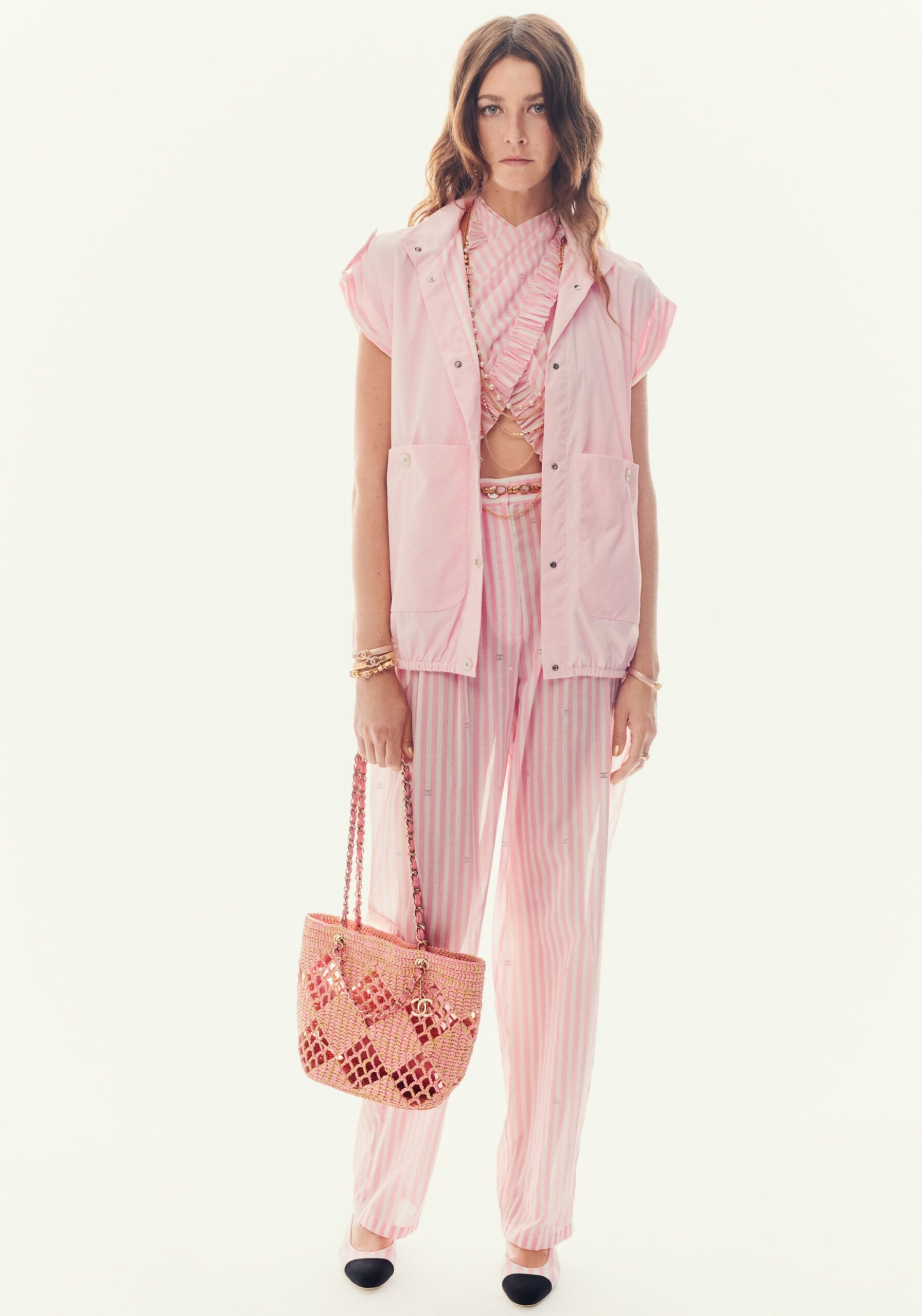 Ch**el Small Shopping Bag Beige And Pink For Women AS4714 B15546 NW425