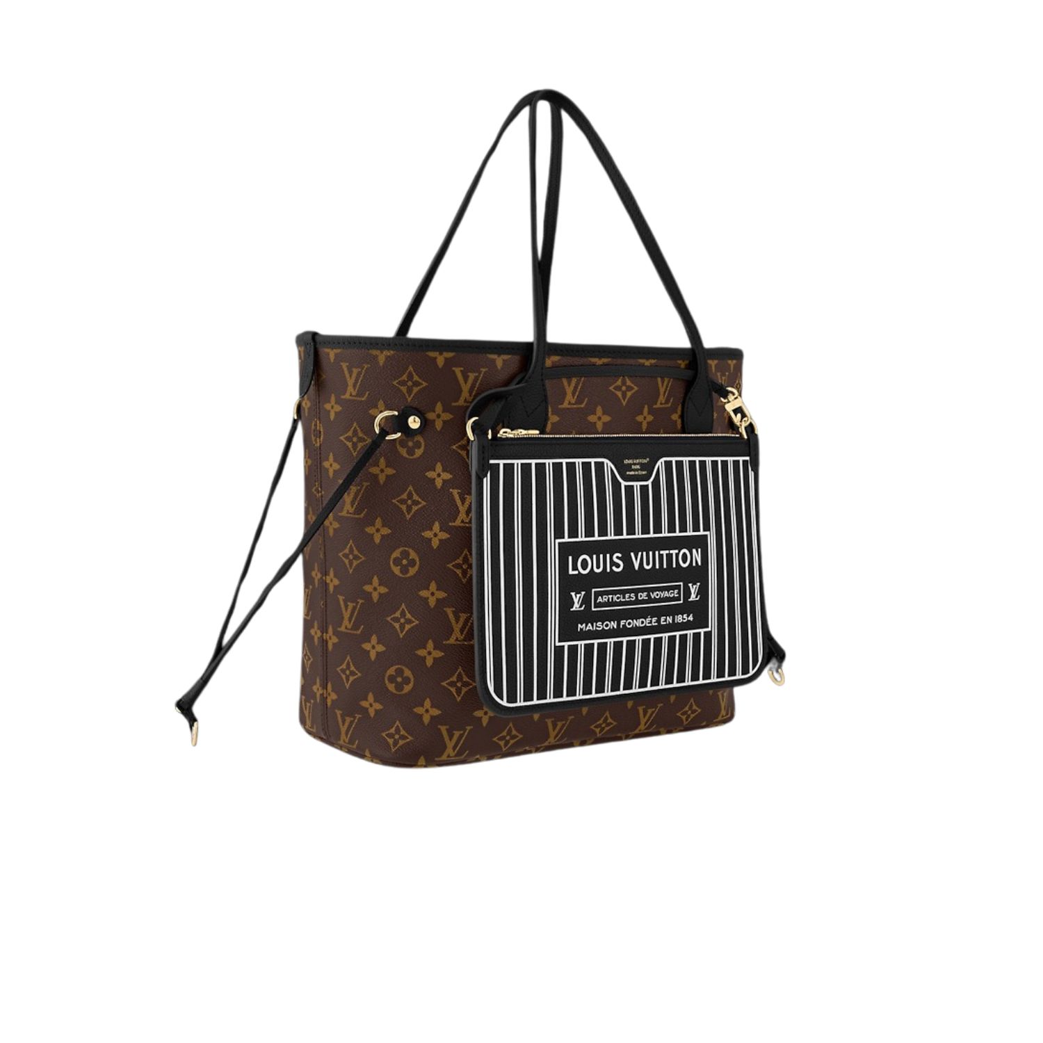 L0vis Vvtt0n Neverfull Inside Out MM Black For Women 31cm/12.2in – M11946