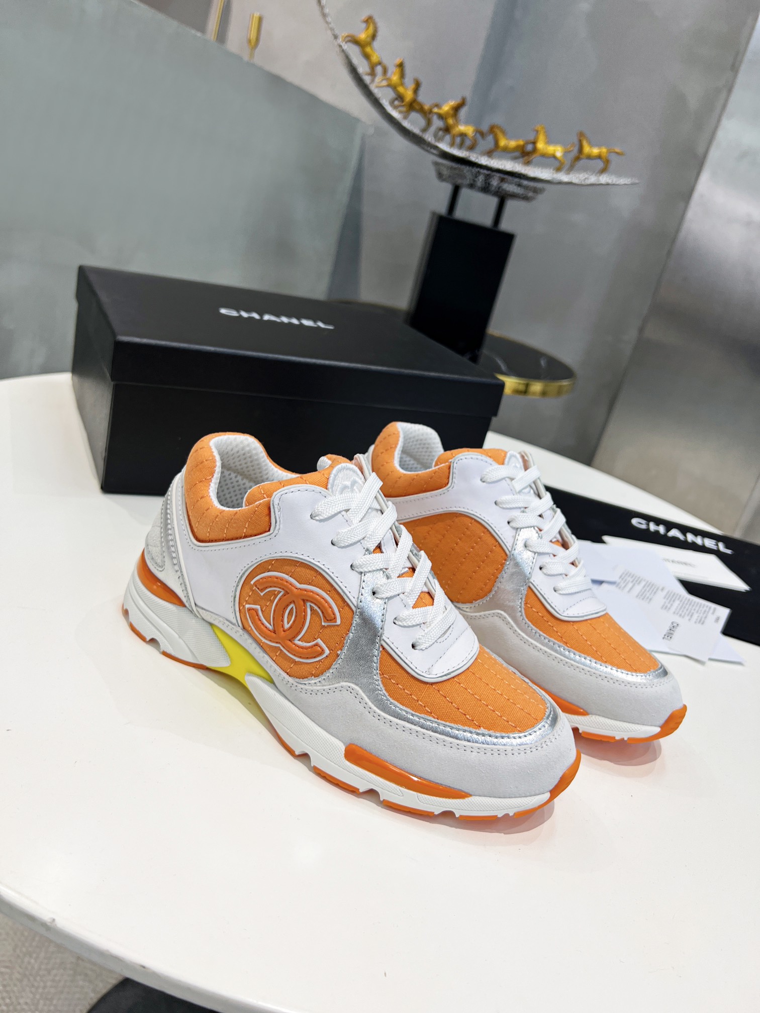Ch**el Sneakers Orange For Women