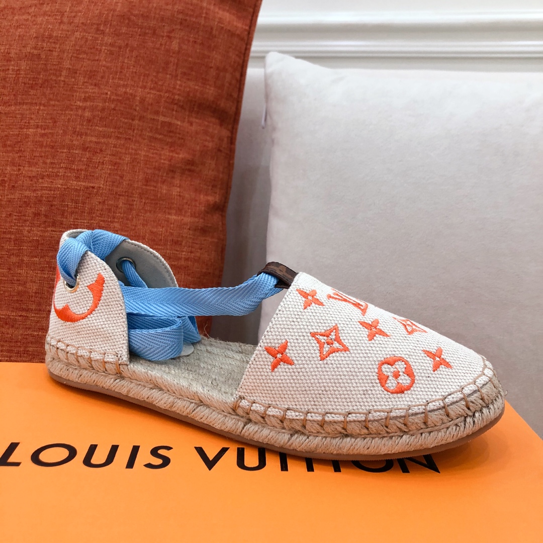 L0vis Vvtt0n Women’s Starboard Flat Espadrille Orange For Women LV
