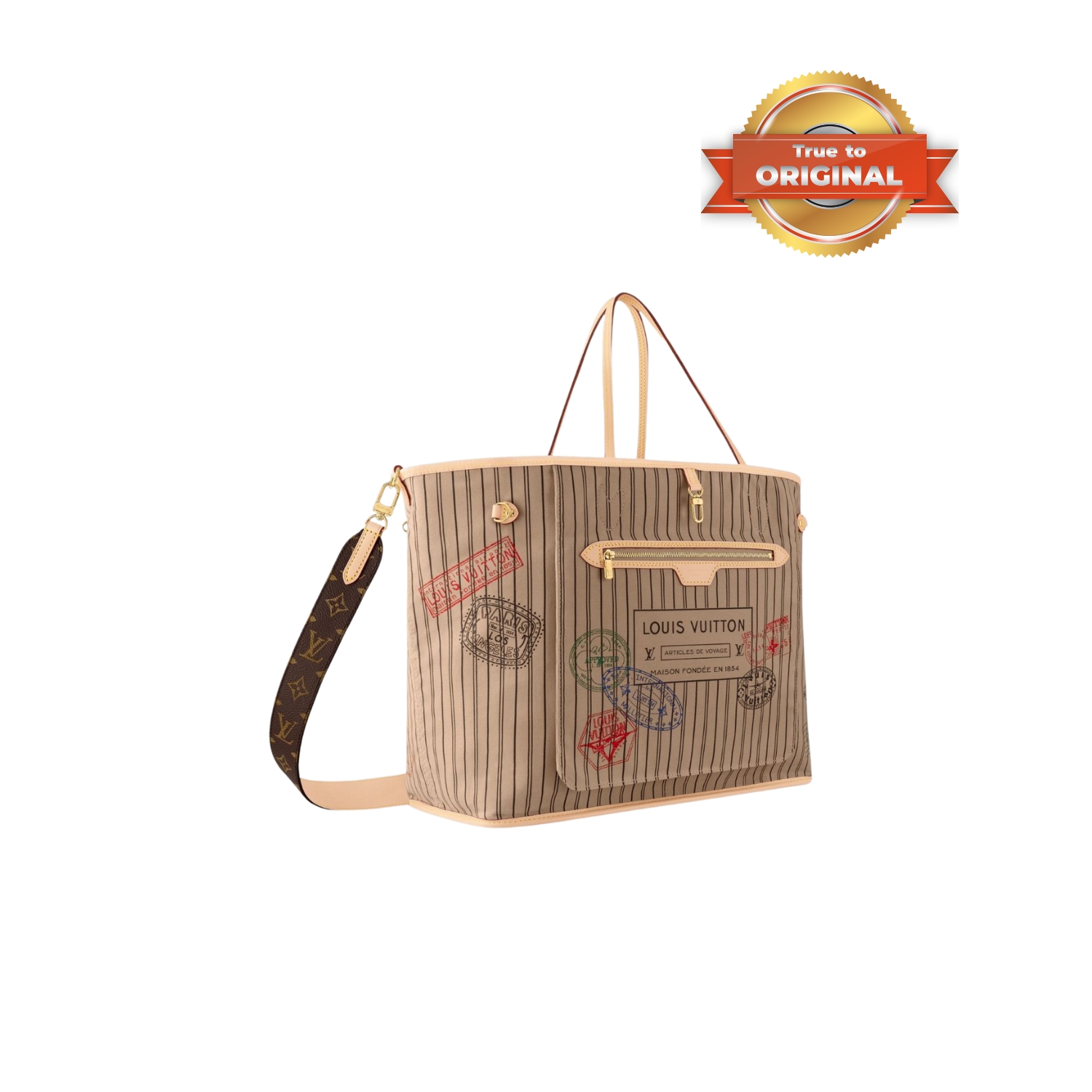[True-to-ORIGINAL] L0vis Vvtt0n Neverfull Bandoulière Inside Out GM Beige For Women 39cm/15.4in M11948