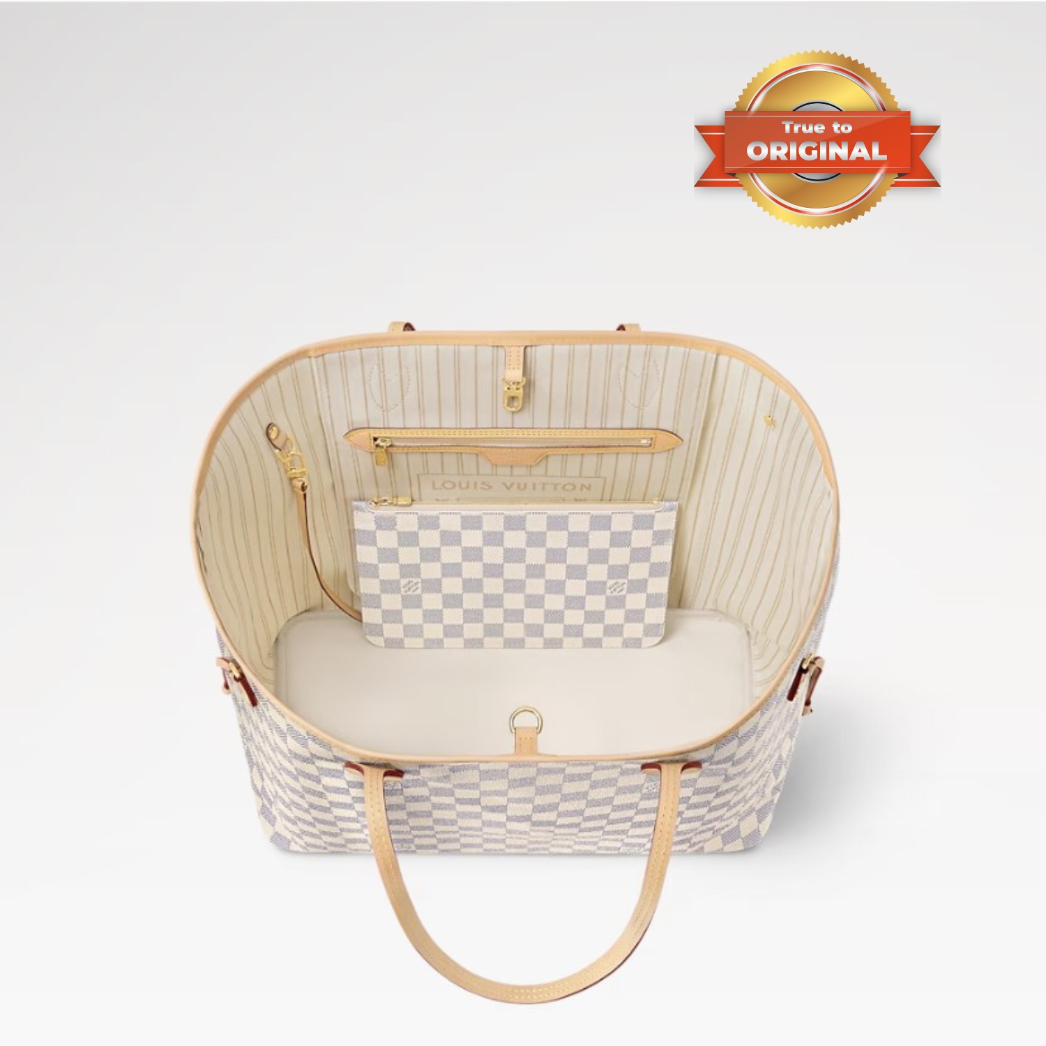 [True-to-ORIGINAL] L0vis Vvtt0n Neverfull GM Tote Bag Damier Azur Canvas Beige For Women 39cm/15.4in N40602