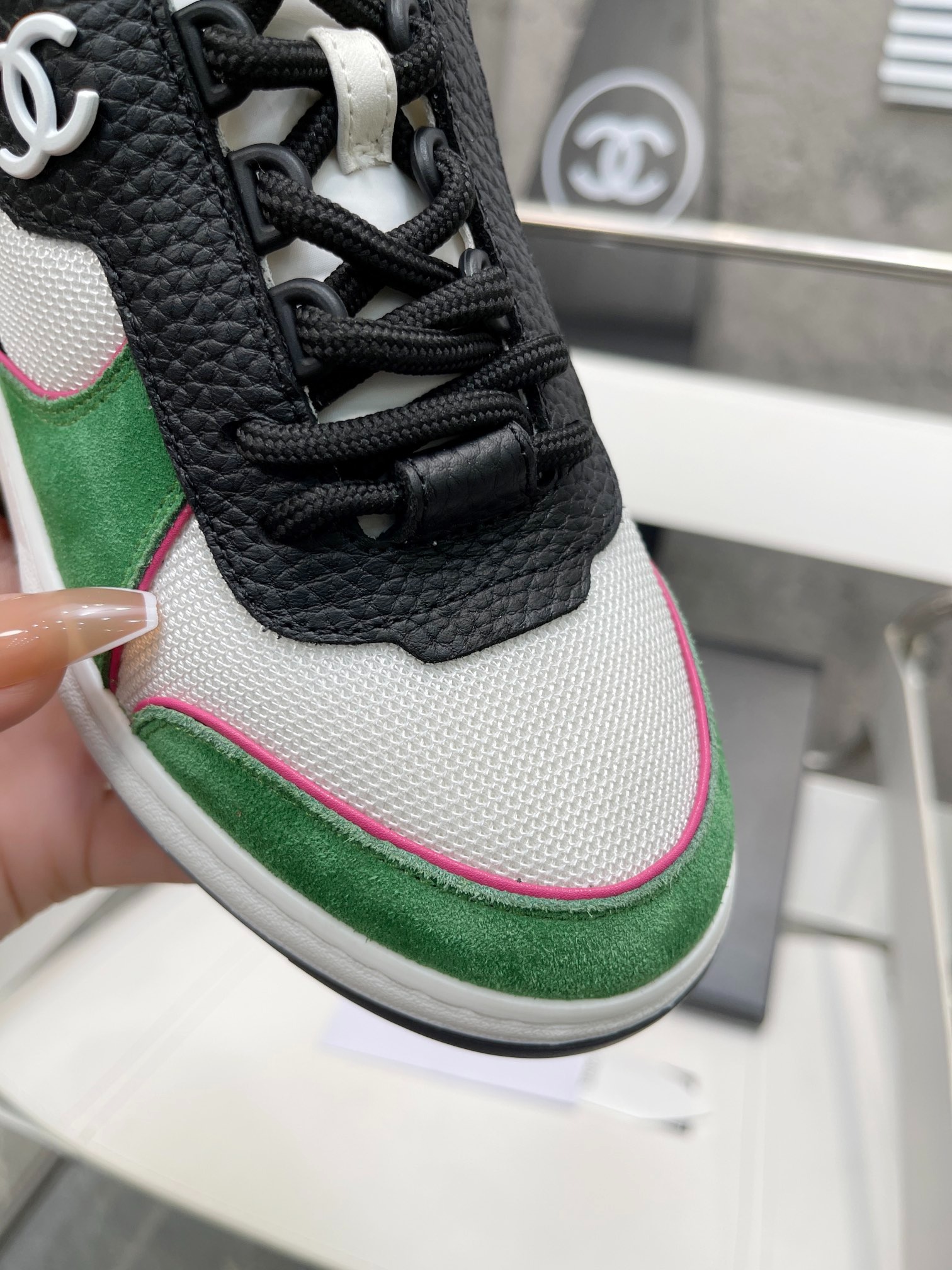 Ch**el Sneakers White/Green For Women, Women’s Shoes