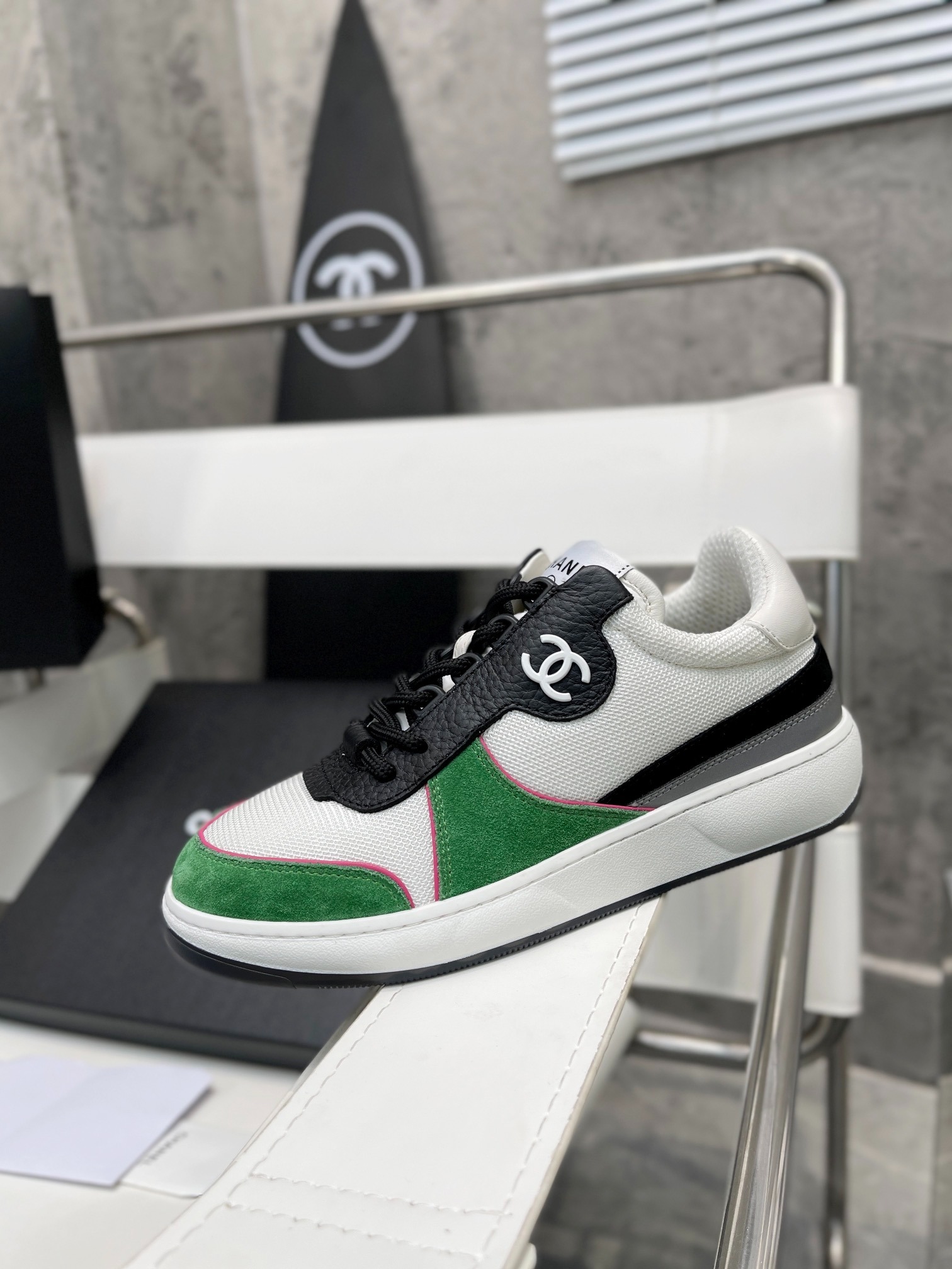 Ch**el Sneakers White/Green For Women, Women’s Shoes