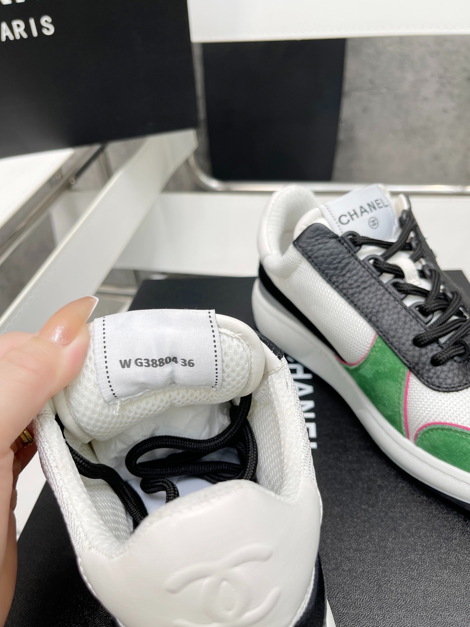Ch**el Sneakers White/Green For Women, Women’s Shoes