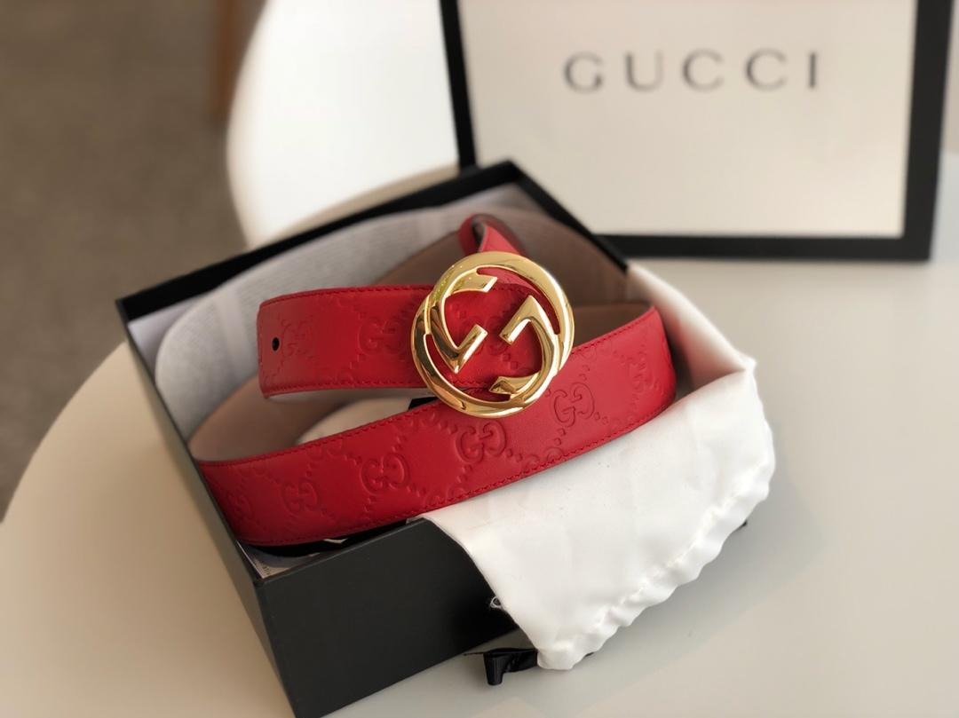 Gvc*1 Signature Belt Red/Cream GG, Women Belt 370543