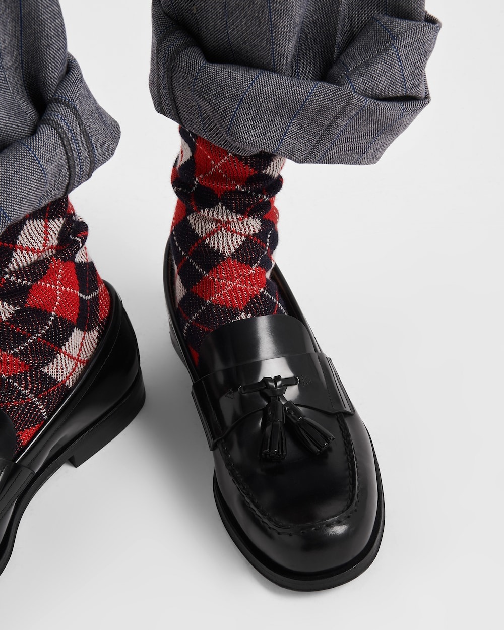 Pra*a Brushed Leather Loafers Black For Men 2DB214_055_F0002_F_C000