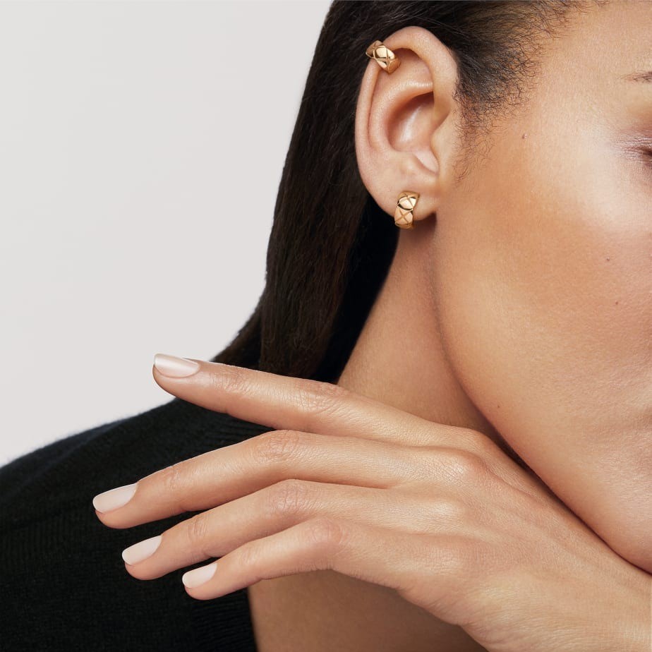 Ch**el Coco Crush Earrings Beige Gold For Women J11754