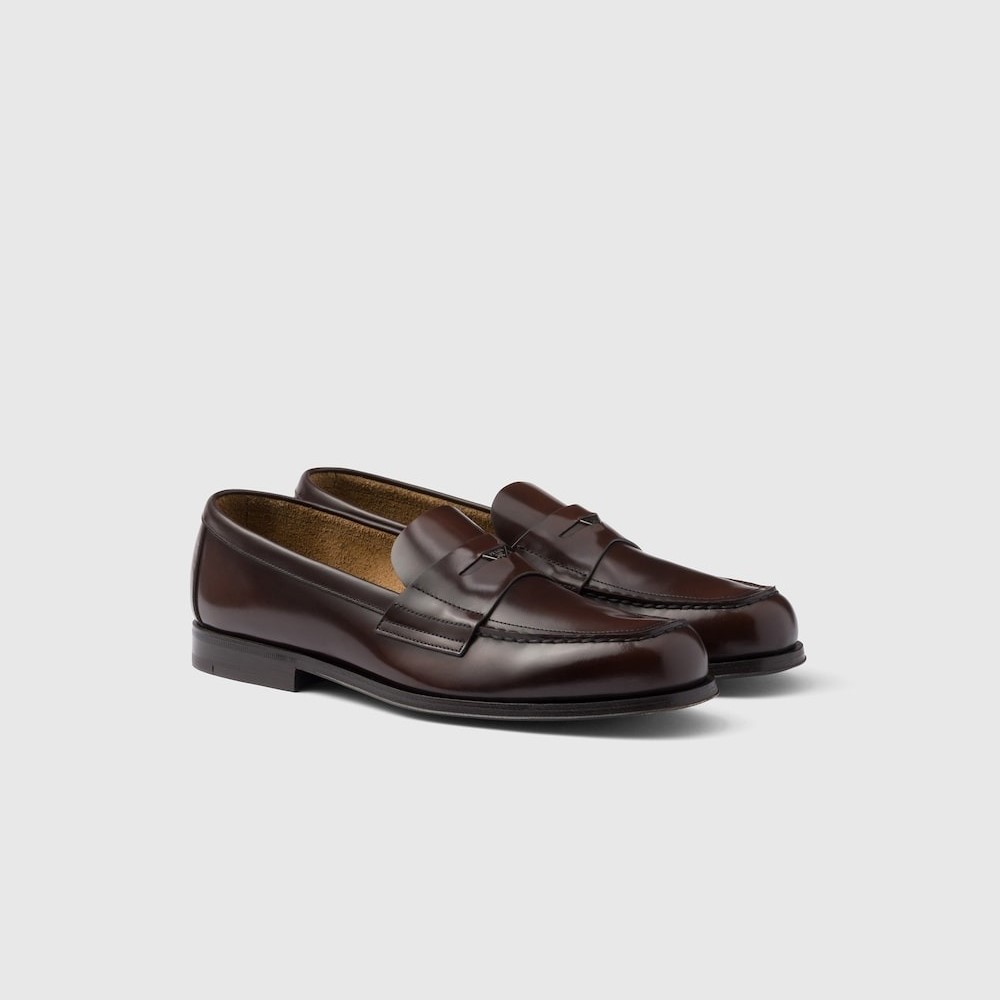 Pra*a Brushed Leather Loafers Sienna For Men 2DB201_055_F0038_F_C000