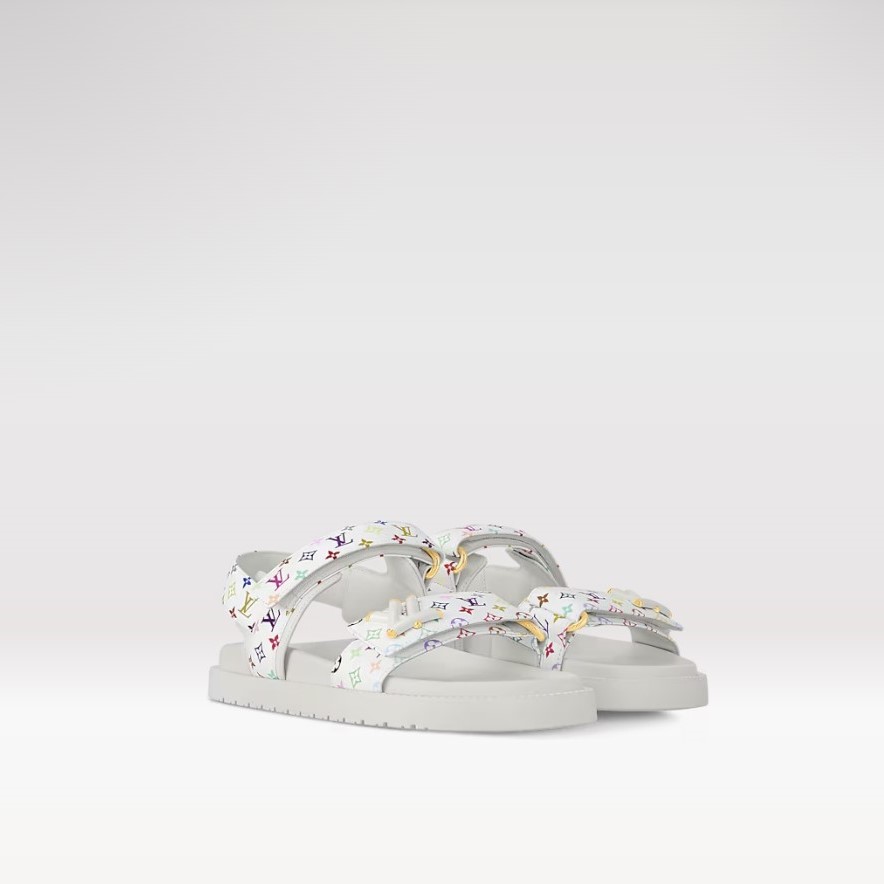 L0vis Vvtt0n LV x TM LV Sunset Flat Comfort Sandal White For Women 1AGXEQ