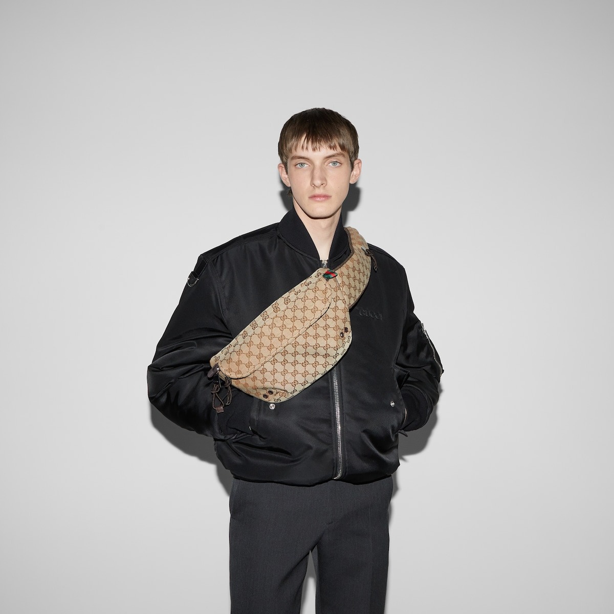 Gvc*1 Small GG Belt Bag Beige And Dark Brown For Men 12.6in/32cm 804262 FADUK 9853