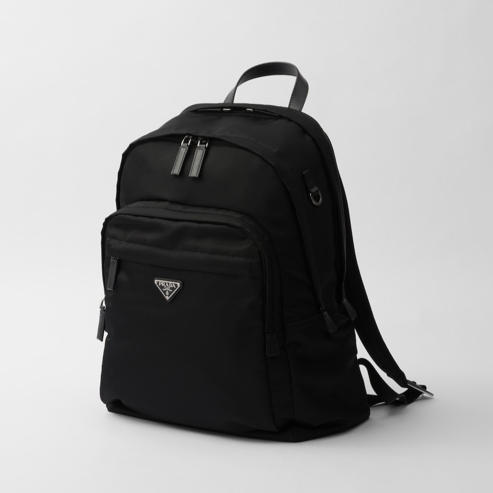Pra*a Re-Nylon And Saffiano Leather Backpack Black For Men 12.2in/31cm 2VZ048_2DMG_F0002_V_OOO